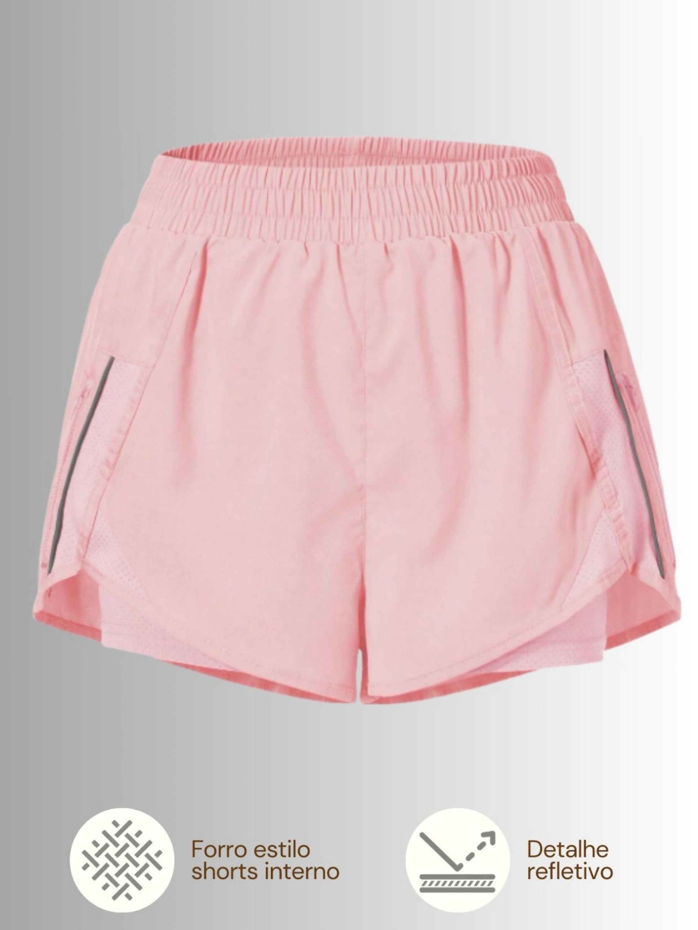 Shorts Fitness com Bolso Interno e Detalhe Refletivo FY1021