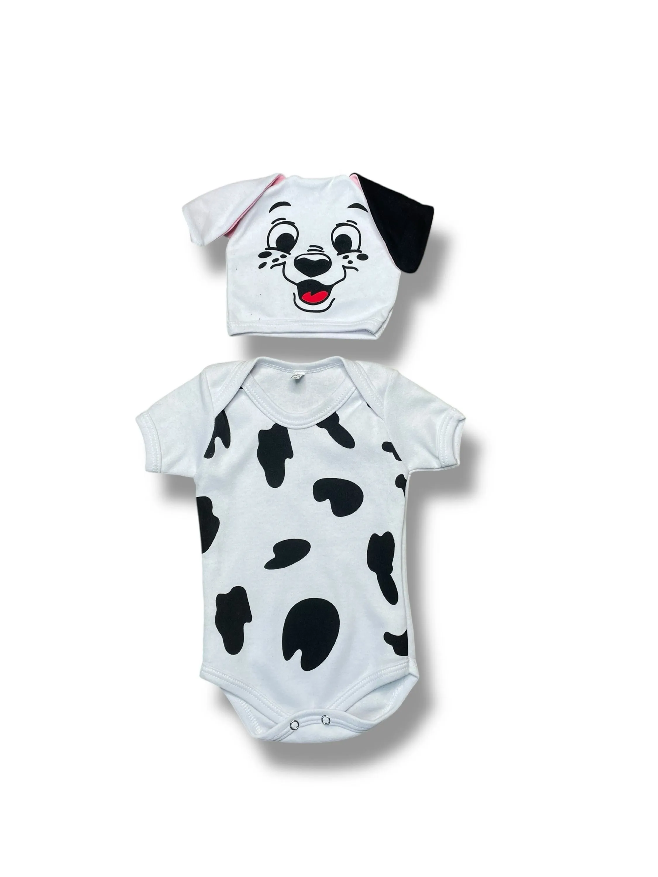 Body Bebê 101 Dálmatas Fantasia Mesversário com Touca