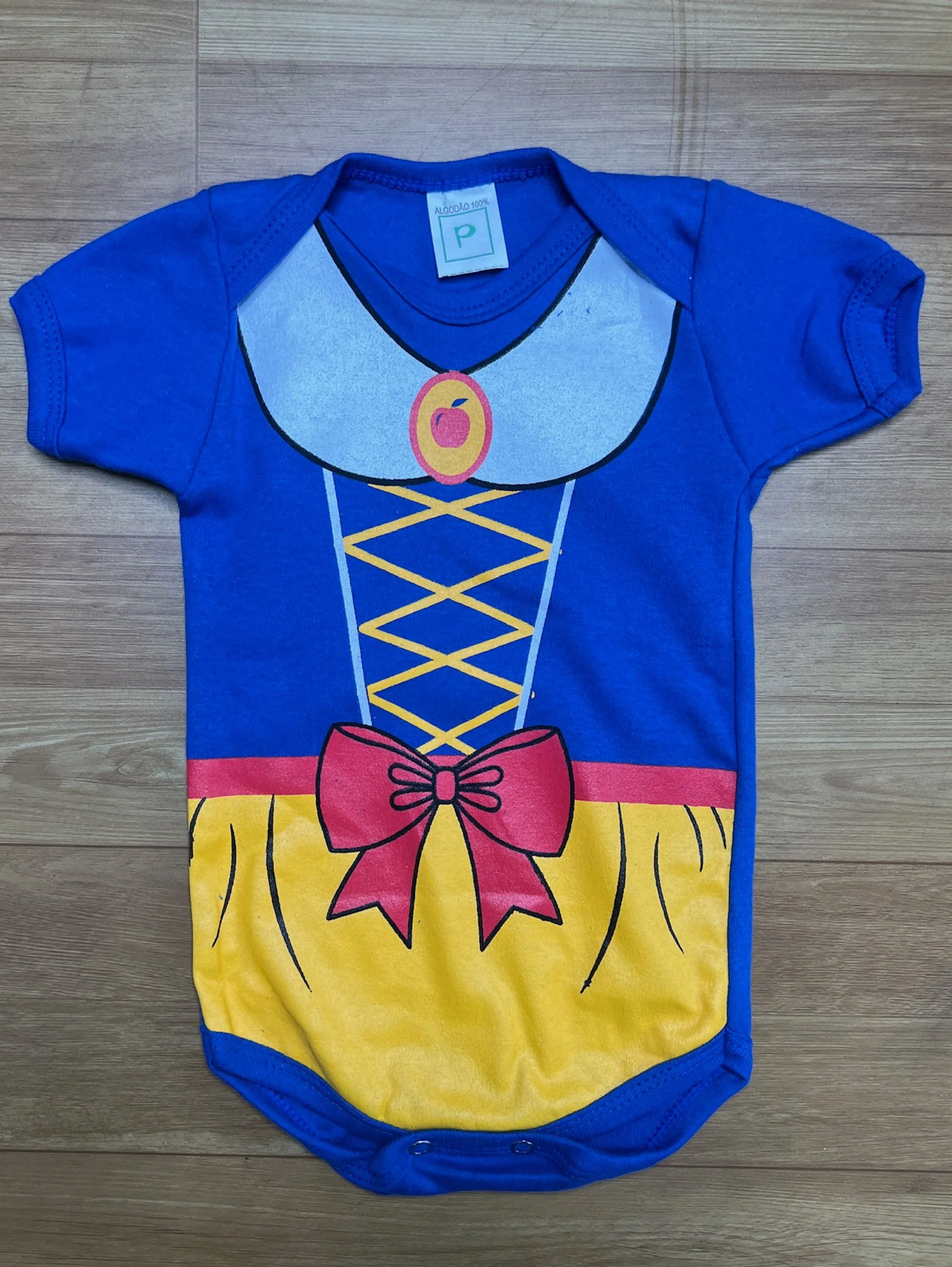 Body Bebê Princesa Branca de Neve Fantasia Mesversário