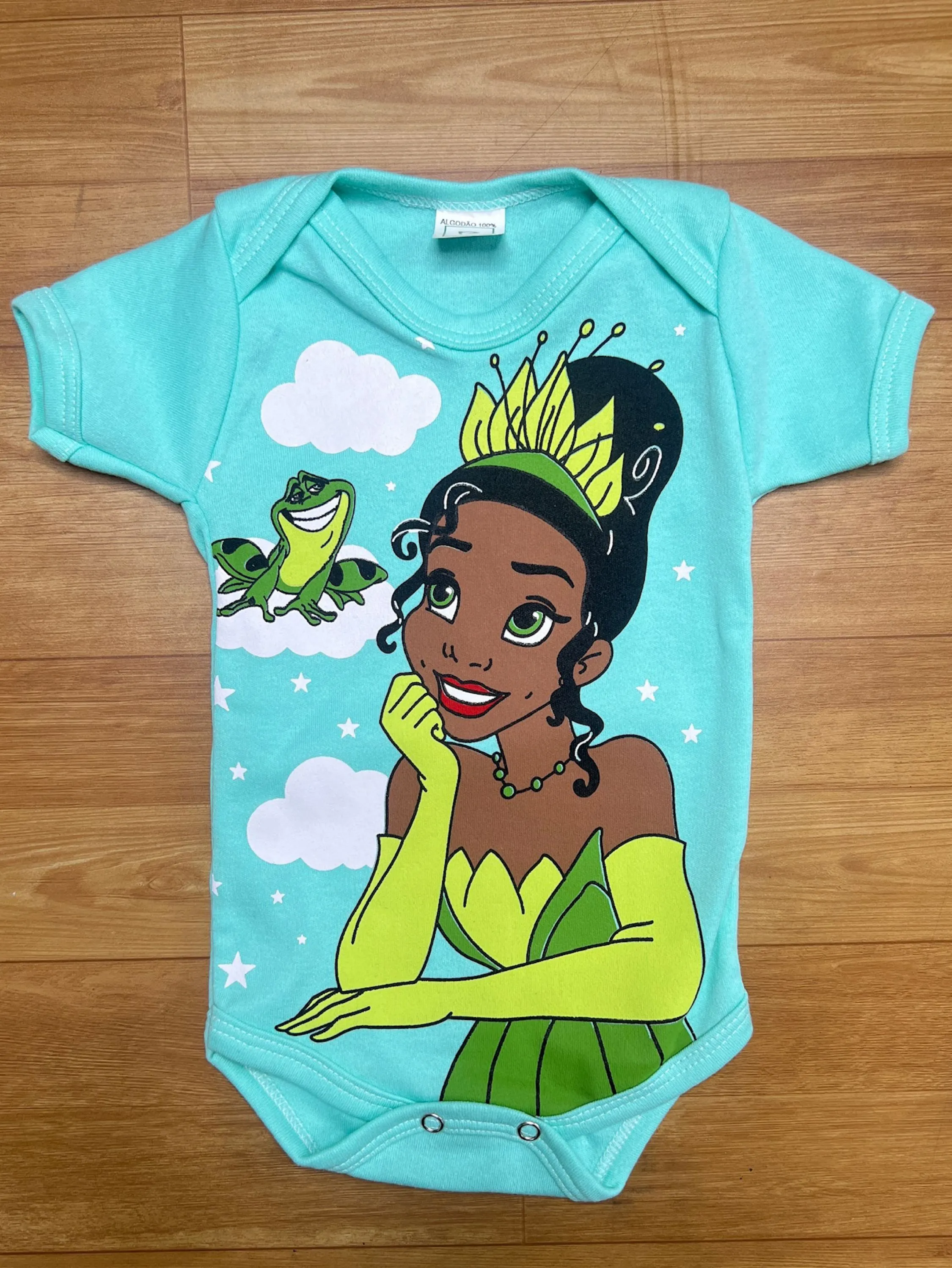 Body Bebê Princesa Tiana Fantasia Festa Mesversário