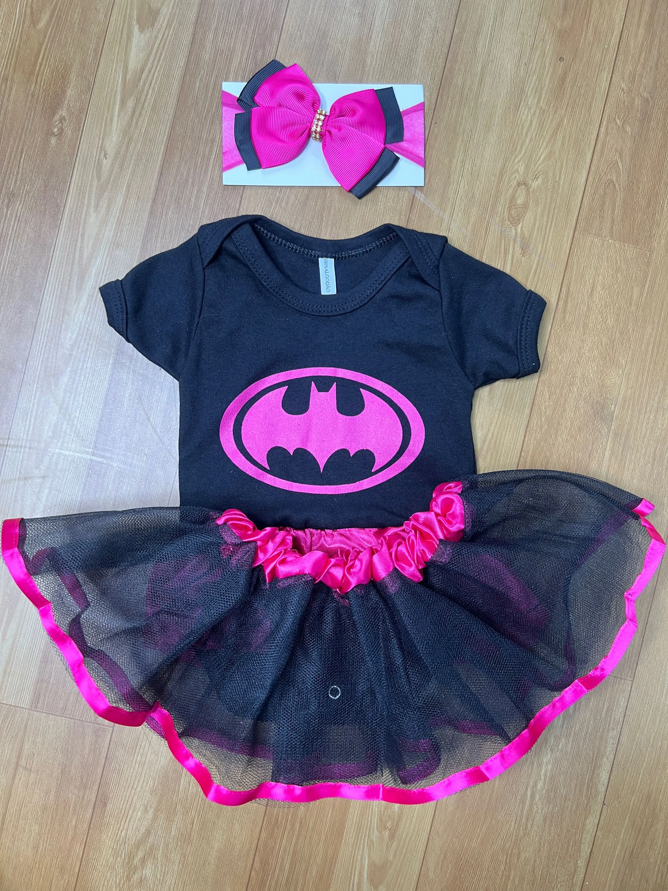 Kit Bebê Menina Batgirl Body laço e Tule Revenda