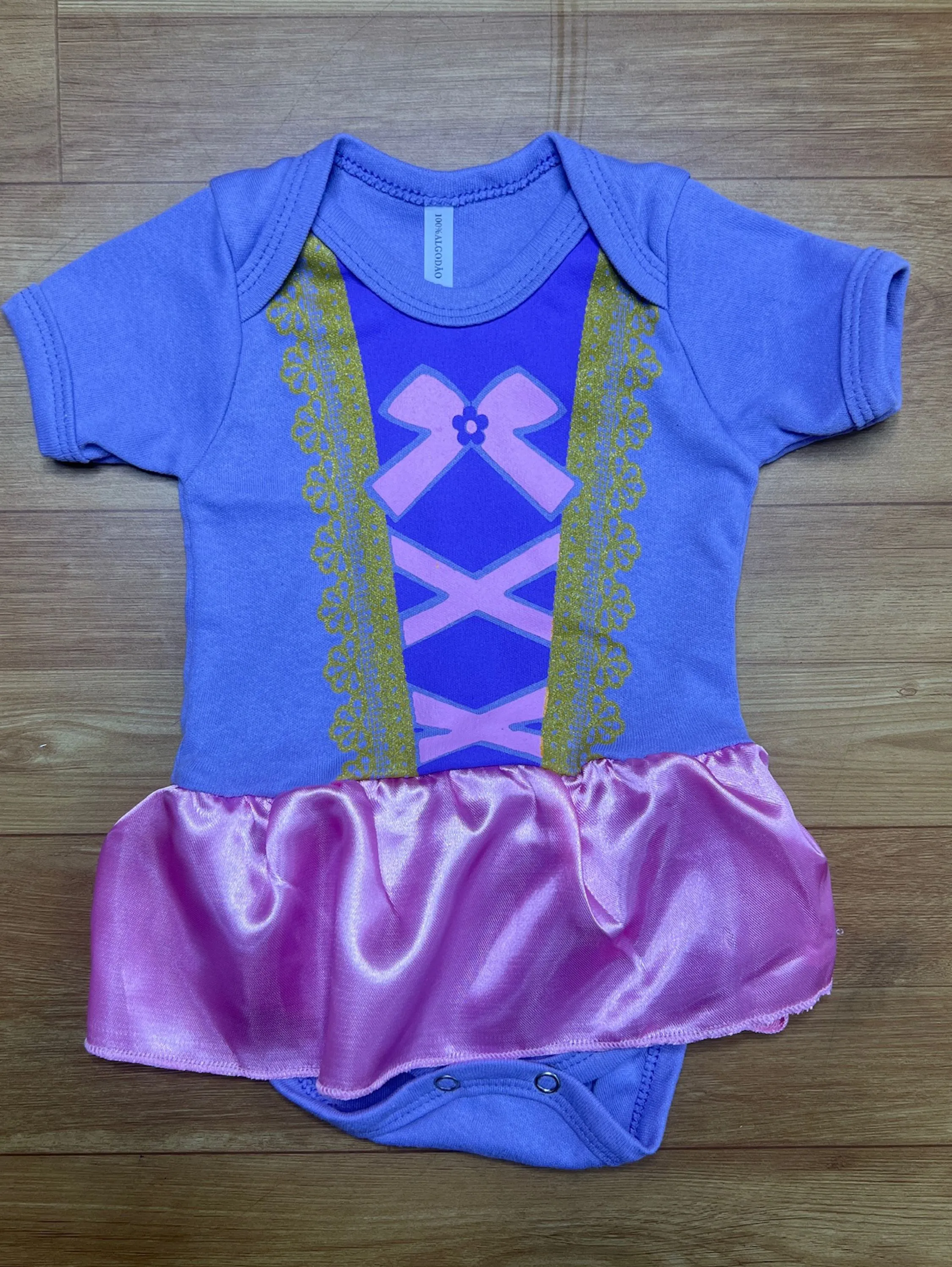 Body Bebê Princesa Rapunzel Fantasia Festa Mesversário