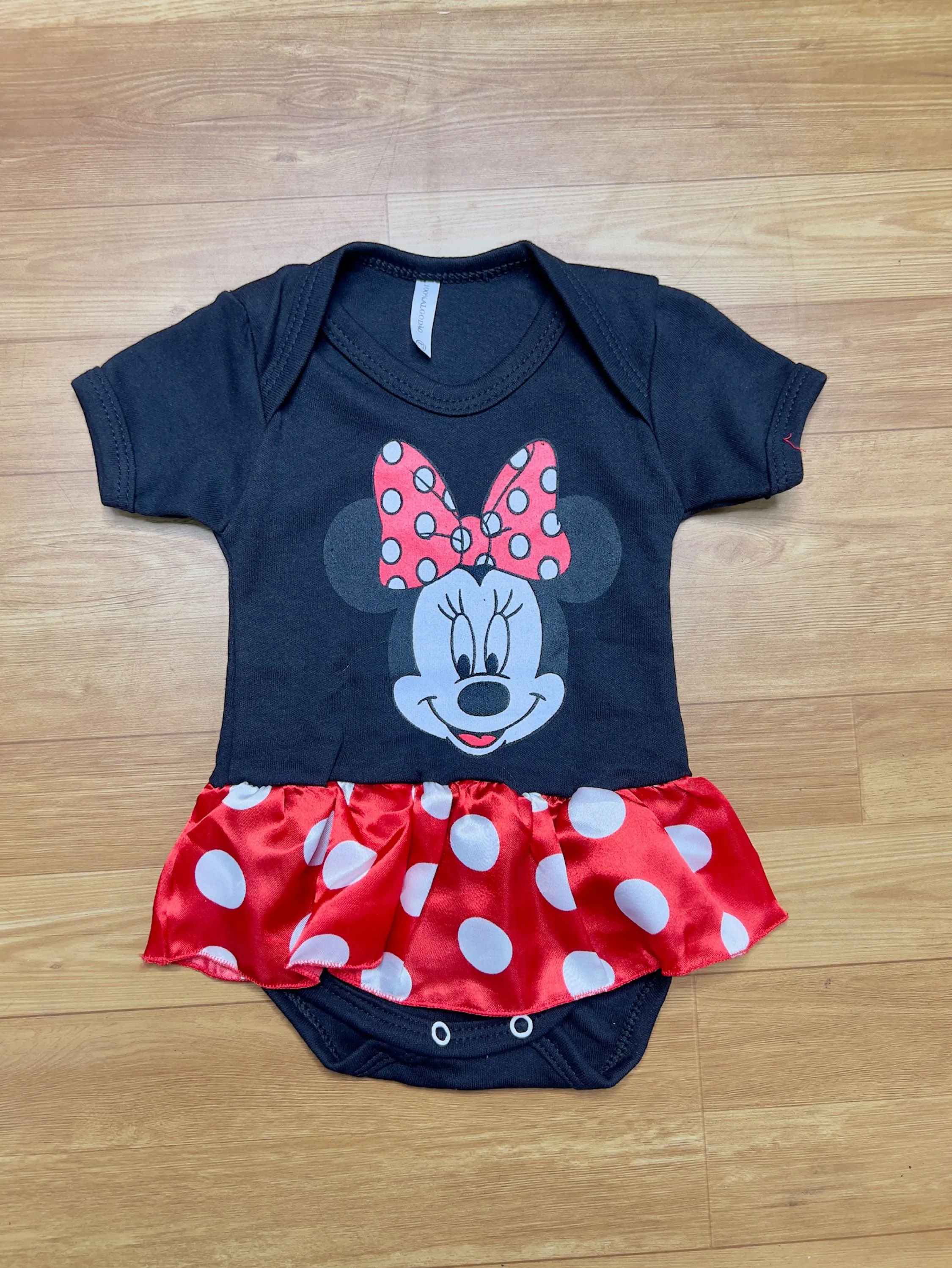 Body Bebê Minnie Preta Fantasia Mesversário Festa