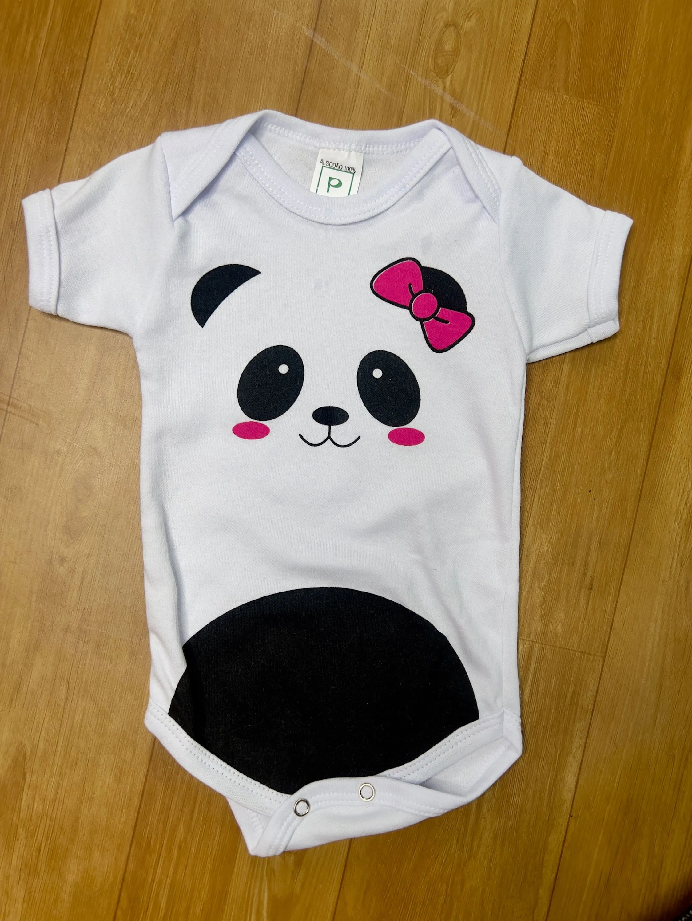 Body Bebê Pandinha Menina Fantasia Mesversário Fofo