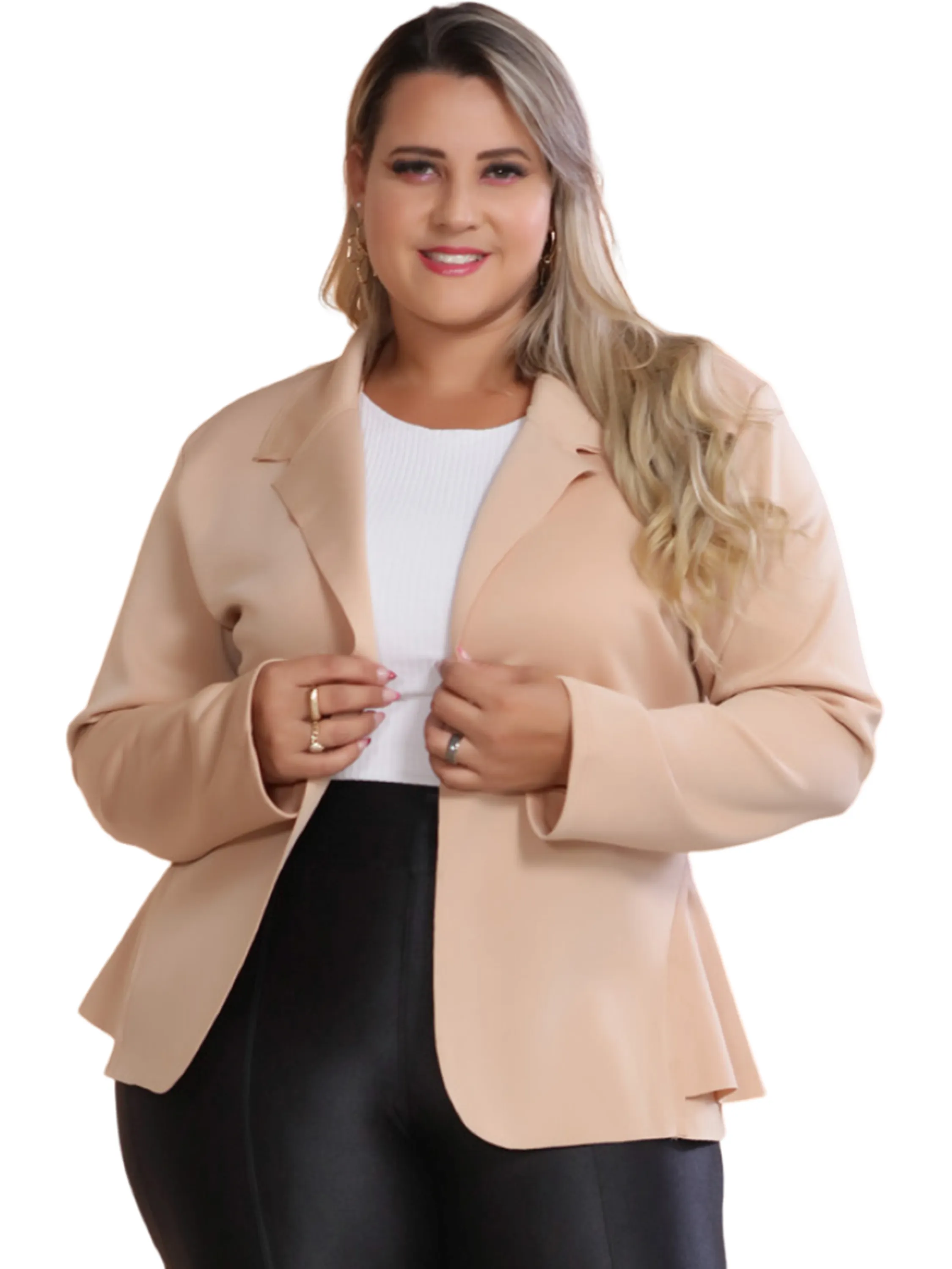 Blazer Curto Neoprene Plus Size Feminina