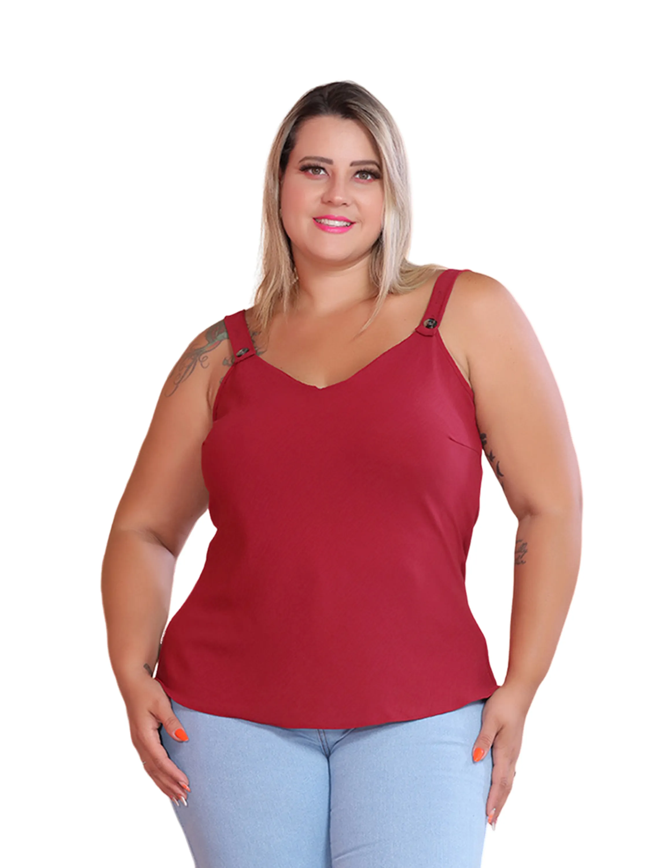 Regata Duna Botao Plus Size Feminina