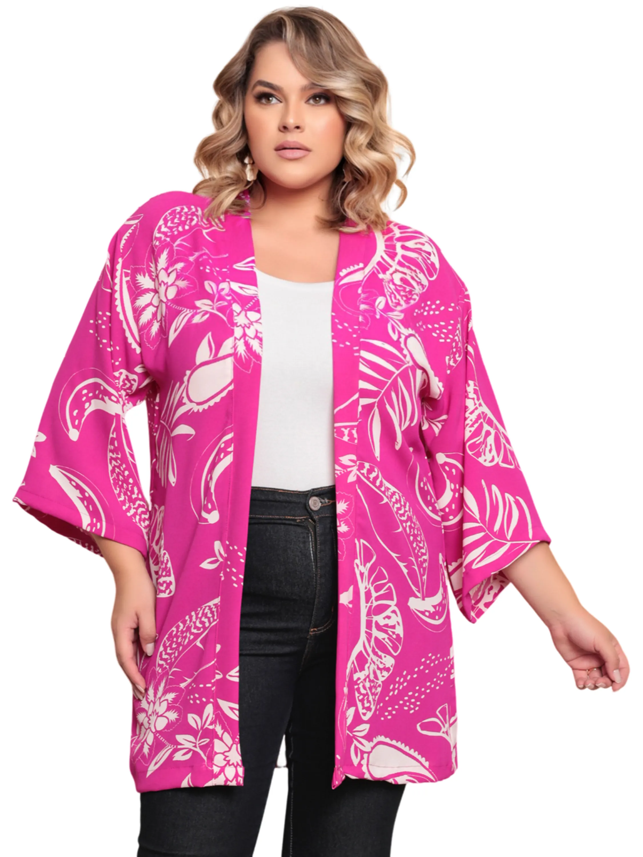 So Kimono Cardigan Feminina Plus Size Verão