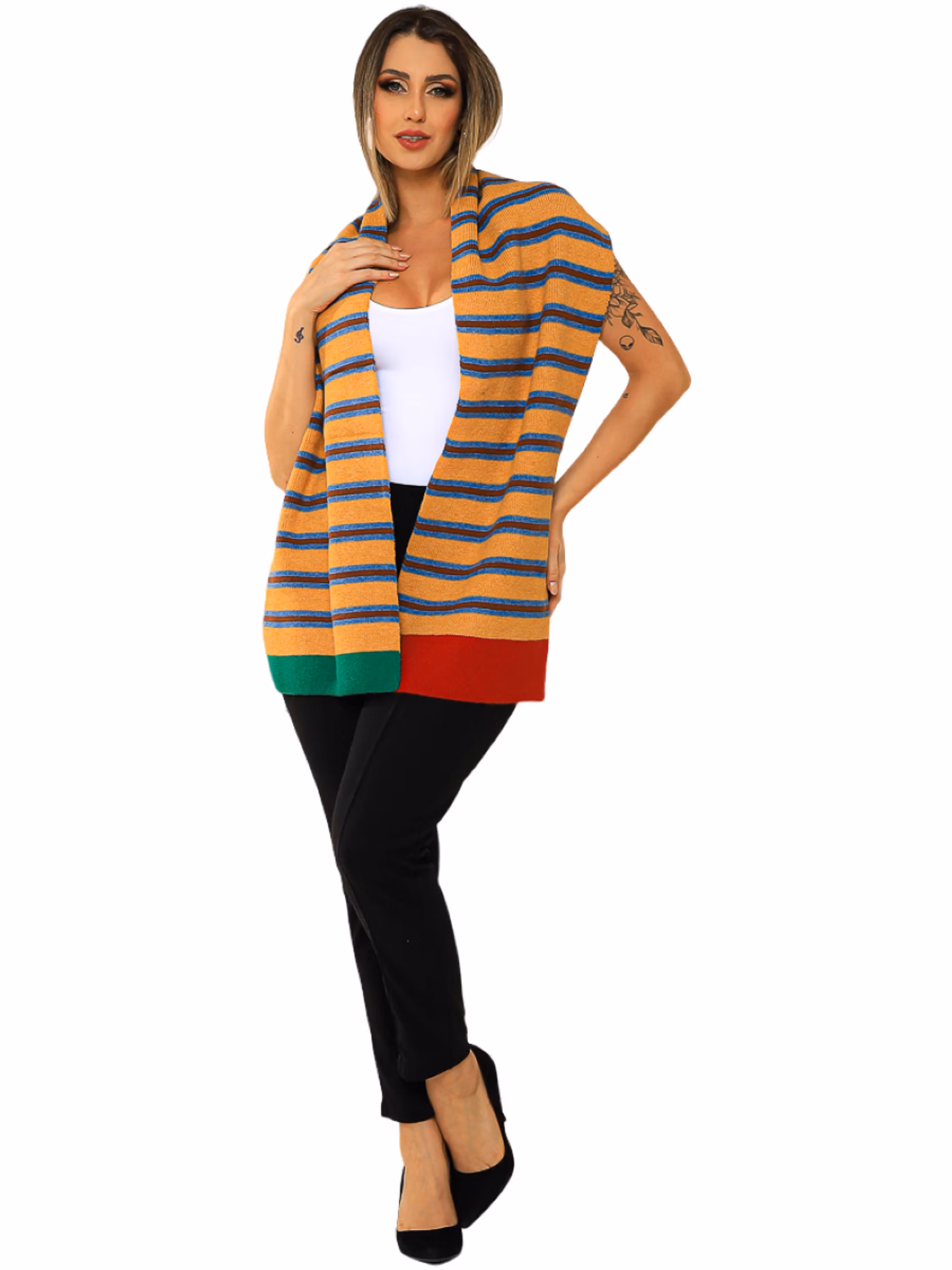 Cachecol Trico Listrada inverno