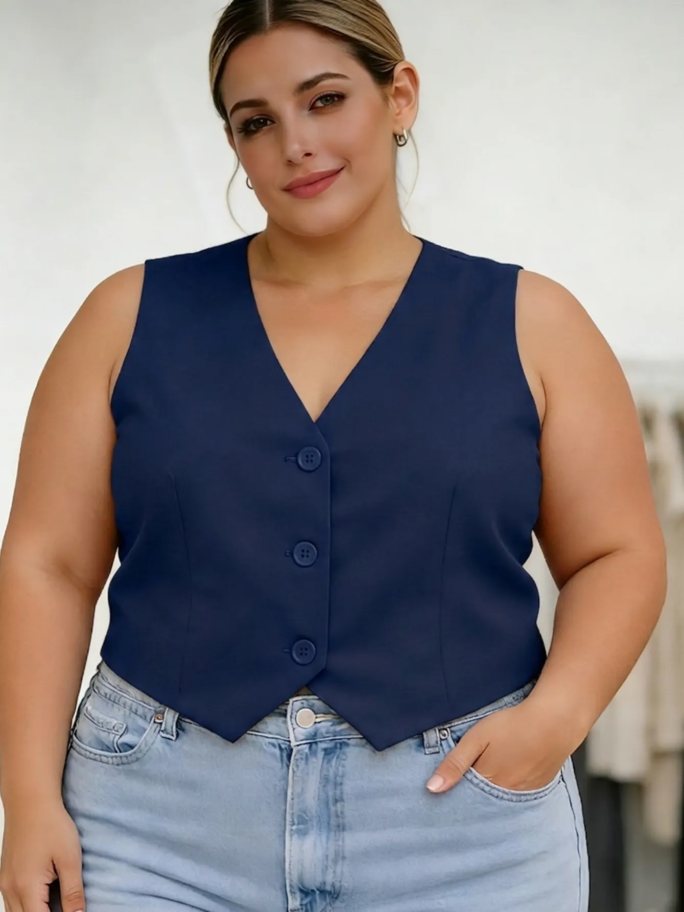 (Colete Alfaiataria Feminina Plus Size)