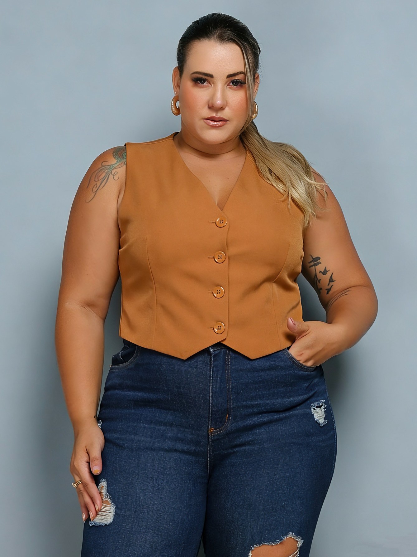 (Colete Alfaiataria )Feminina Plus Size