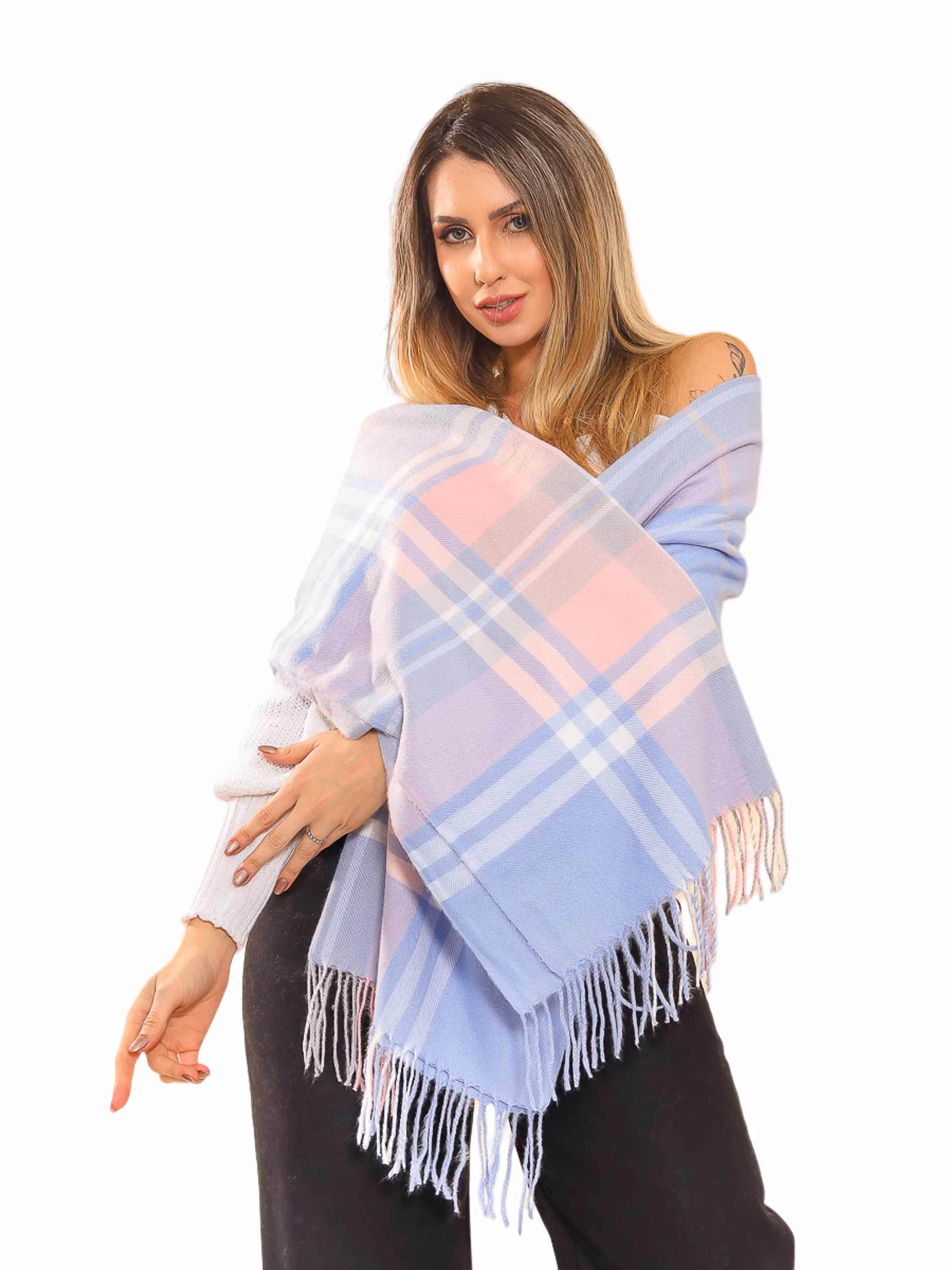 Kit 5pecas Cachecol Xadrez inverno