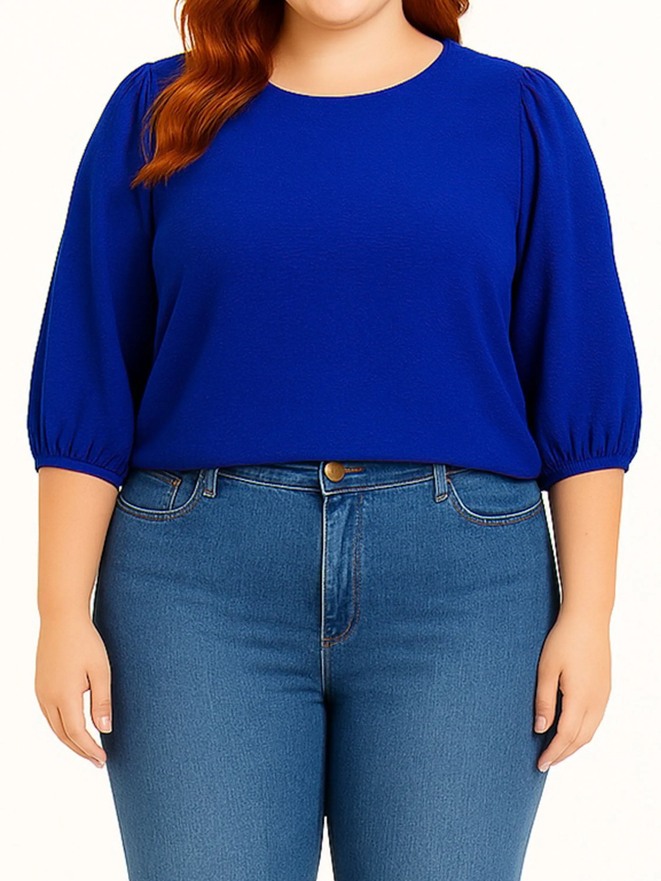 blusa plussizemanga curta tecido duna
