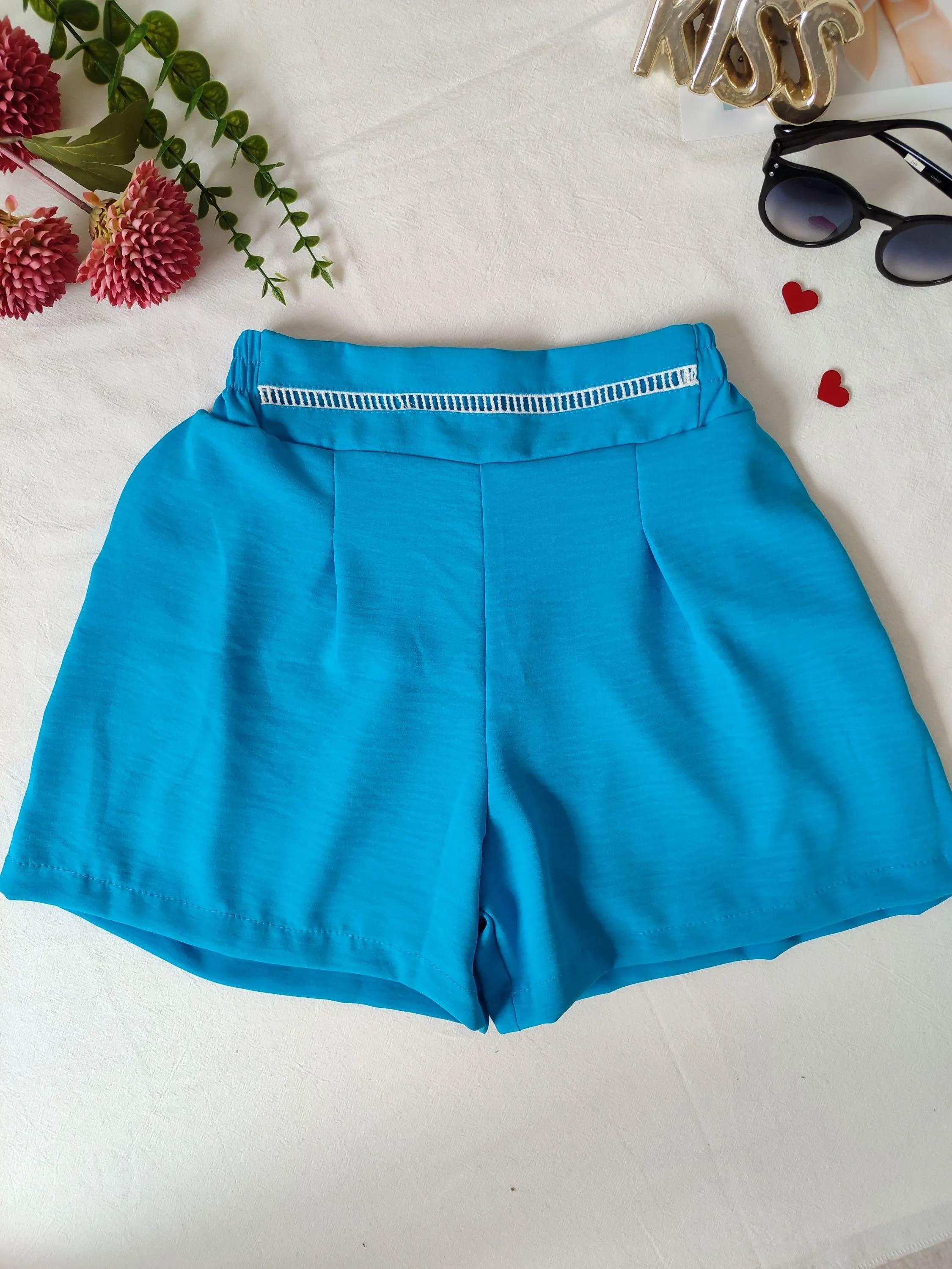 short feminina com elastico traseiro tecido duna