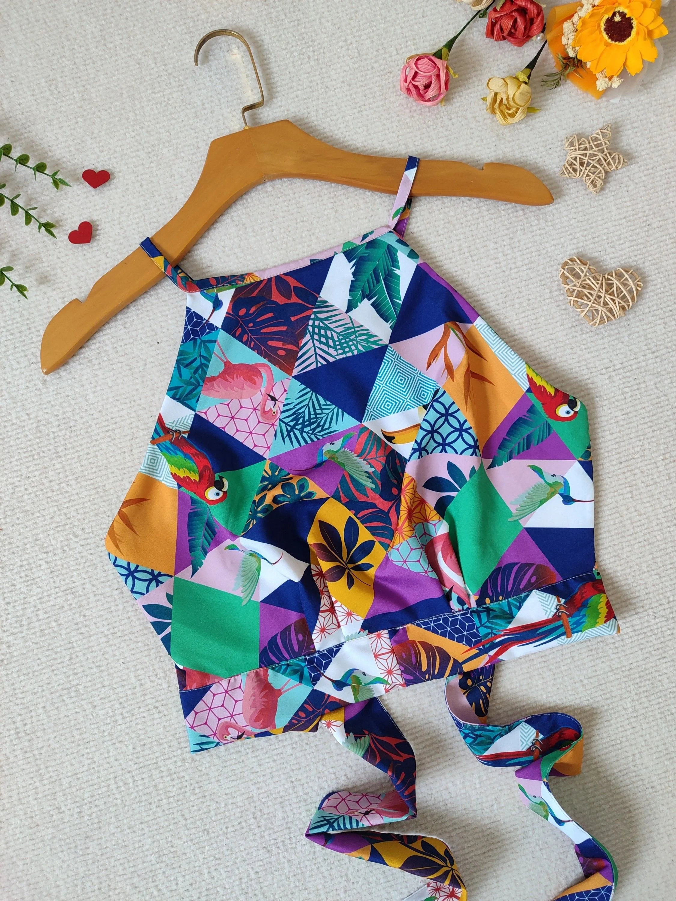 cropped feminina estamapada 3D tecido crepinho