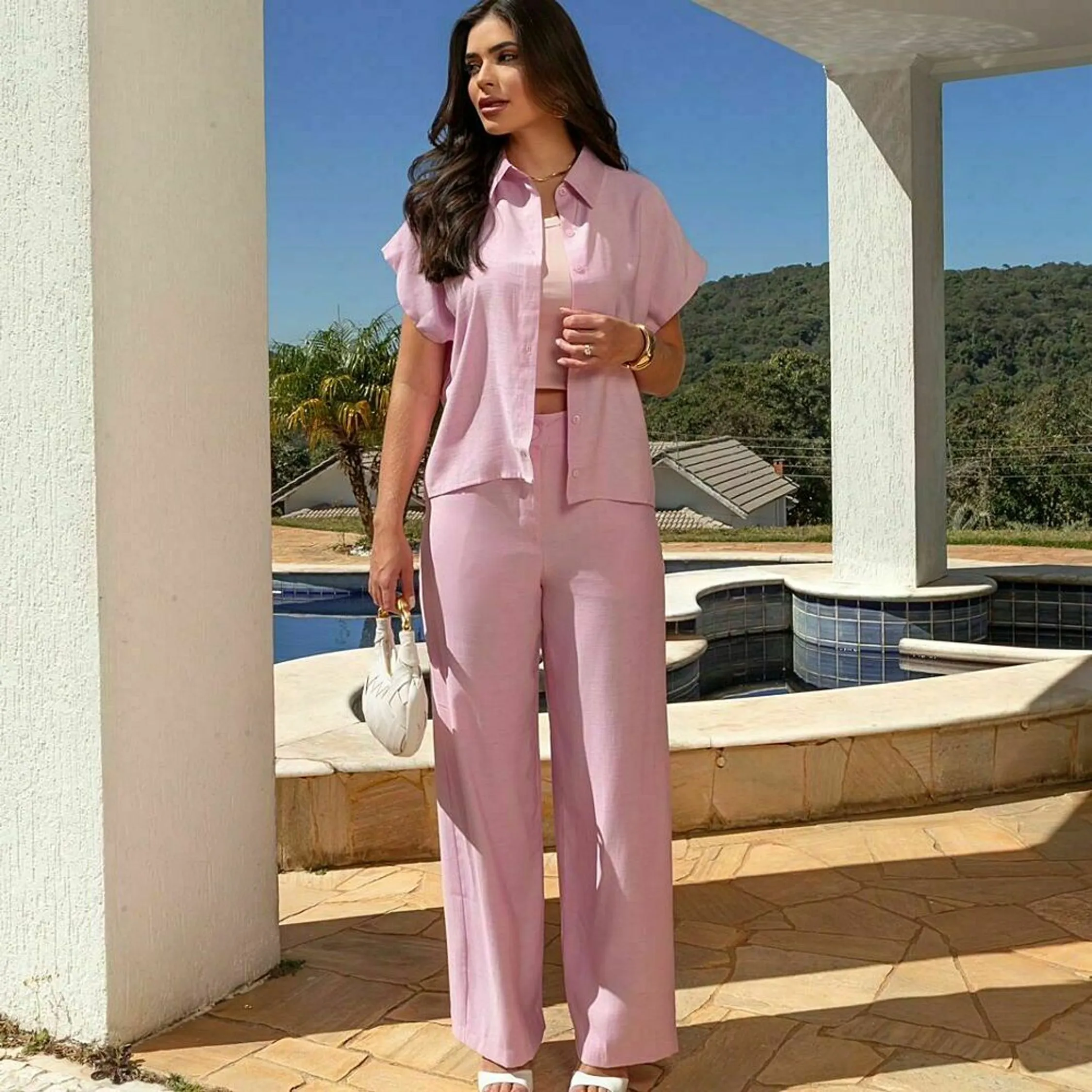 Calça rayon linho