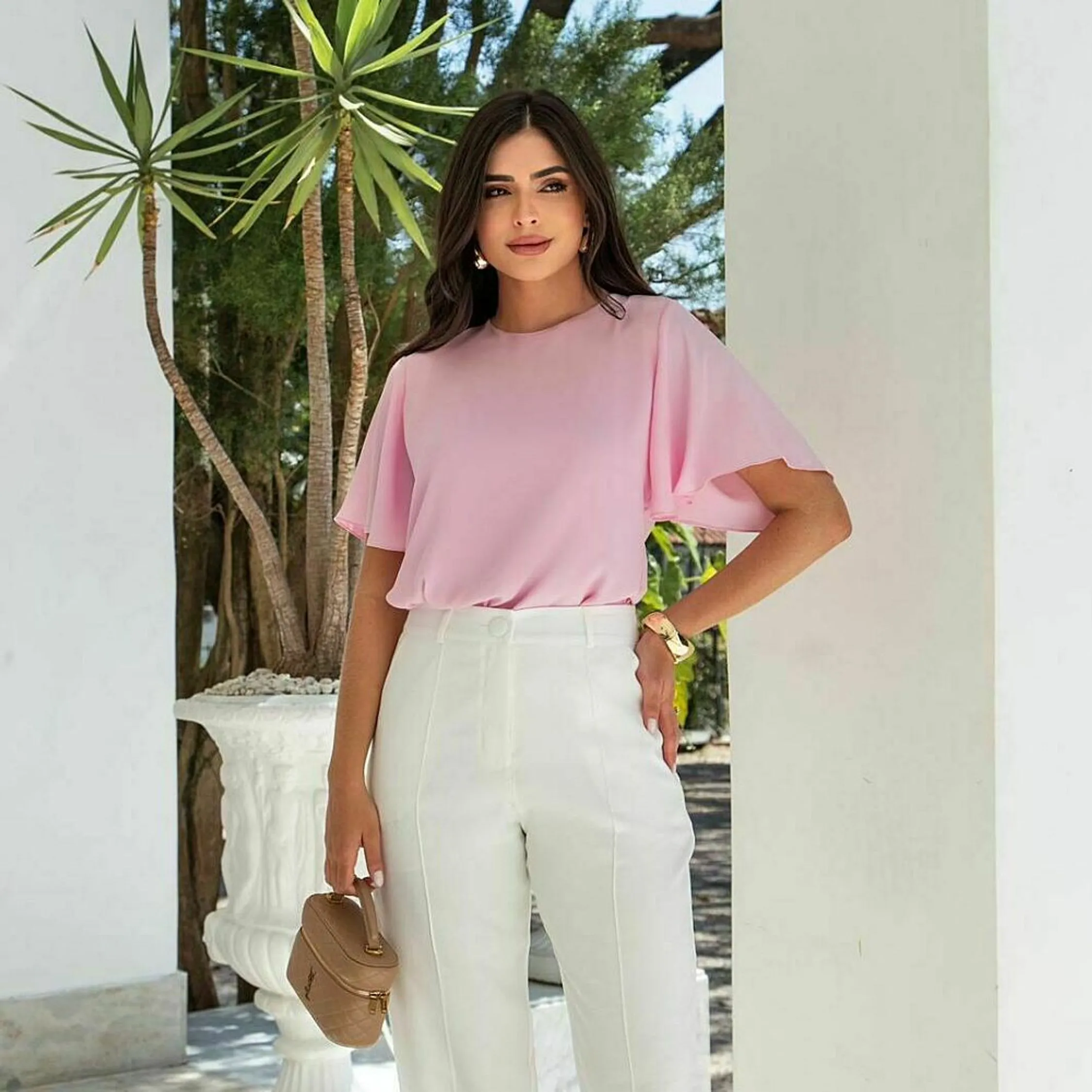 Blusa manga fluida