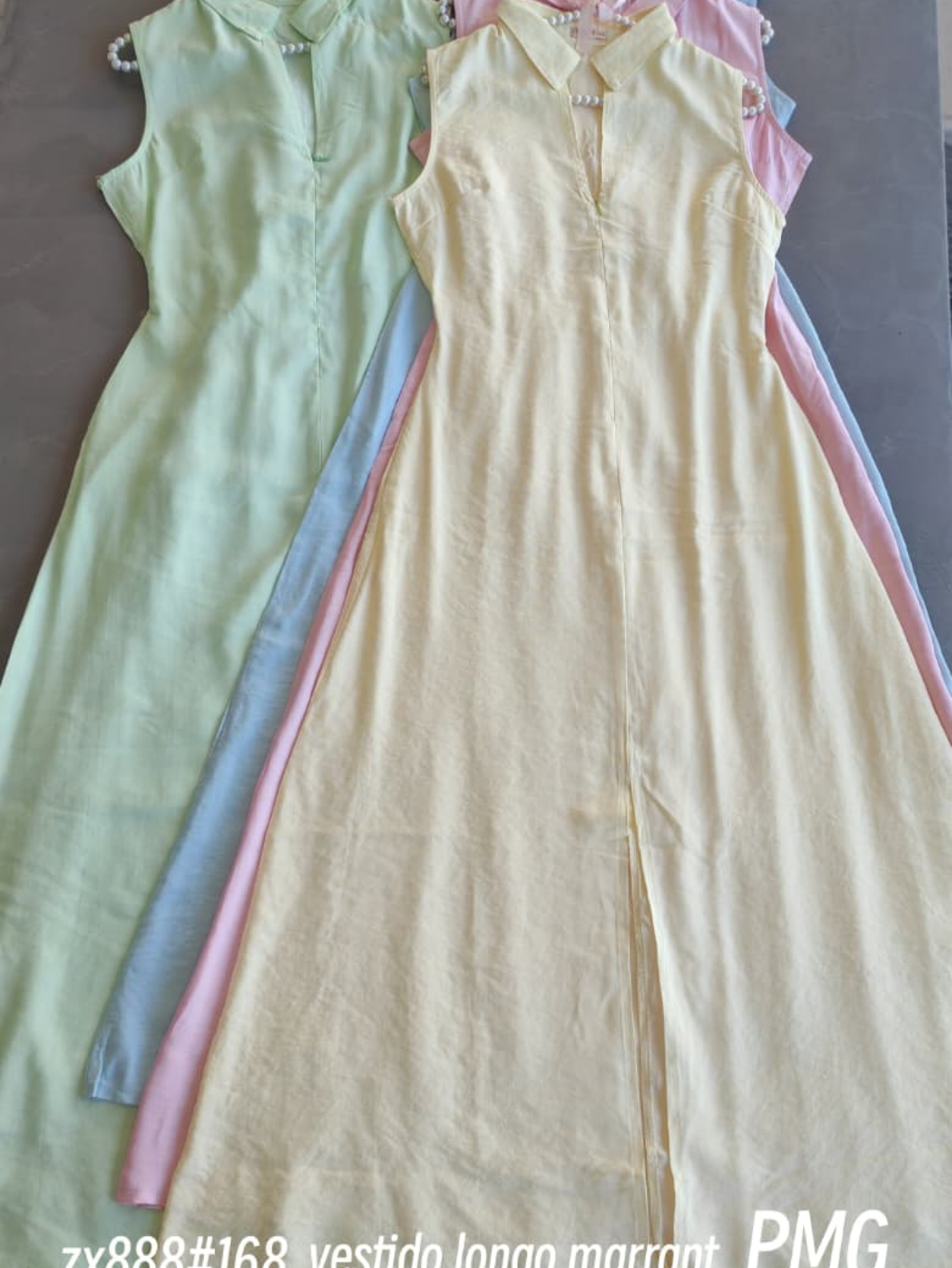 Vestido longo de marrant com zíper elastano atrás