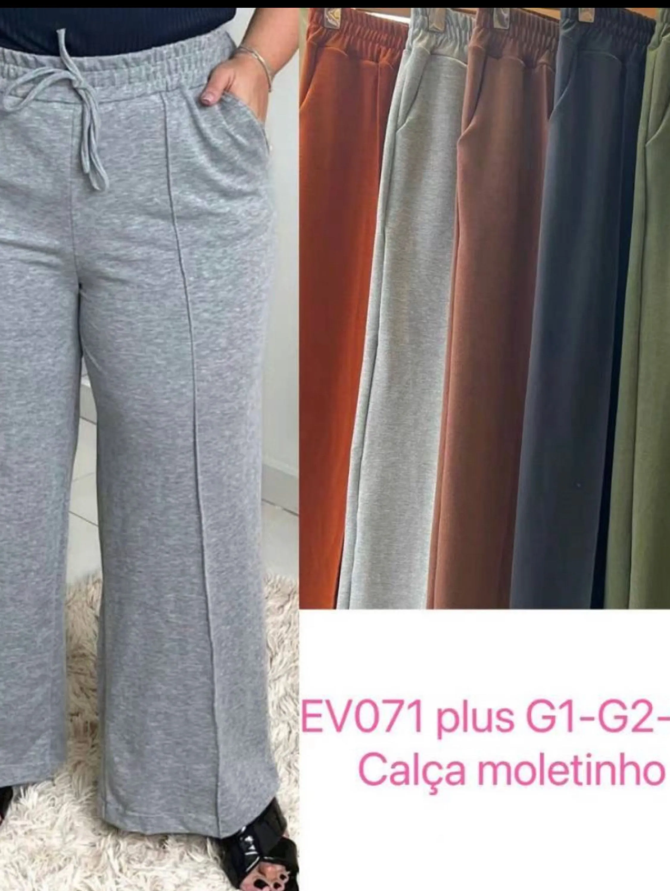 calça pantalona de moletinho plus size