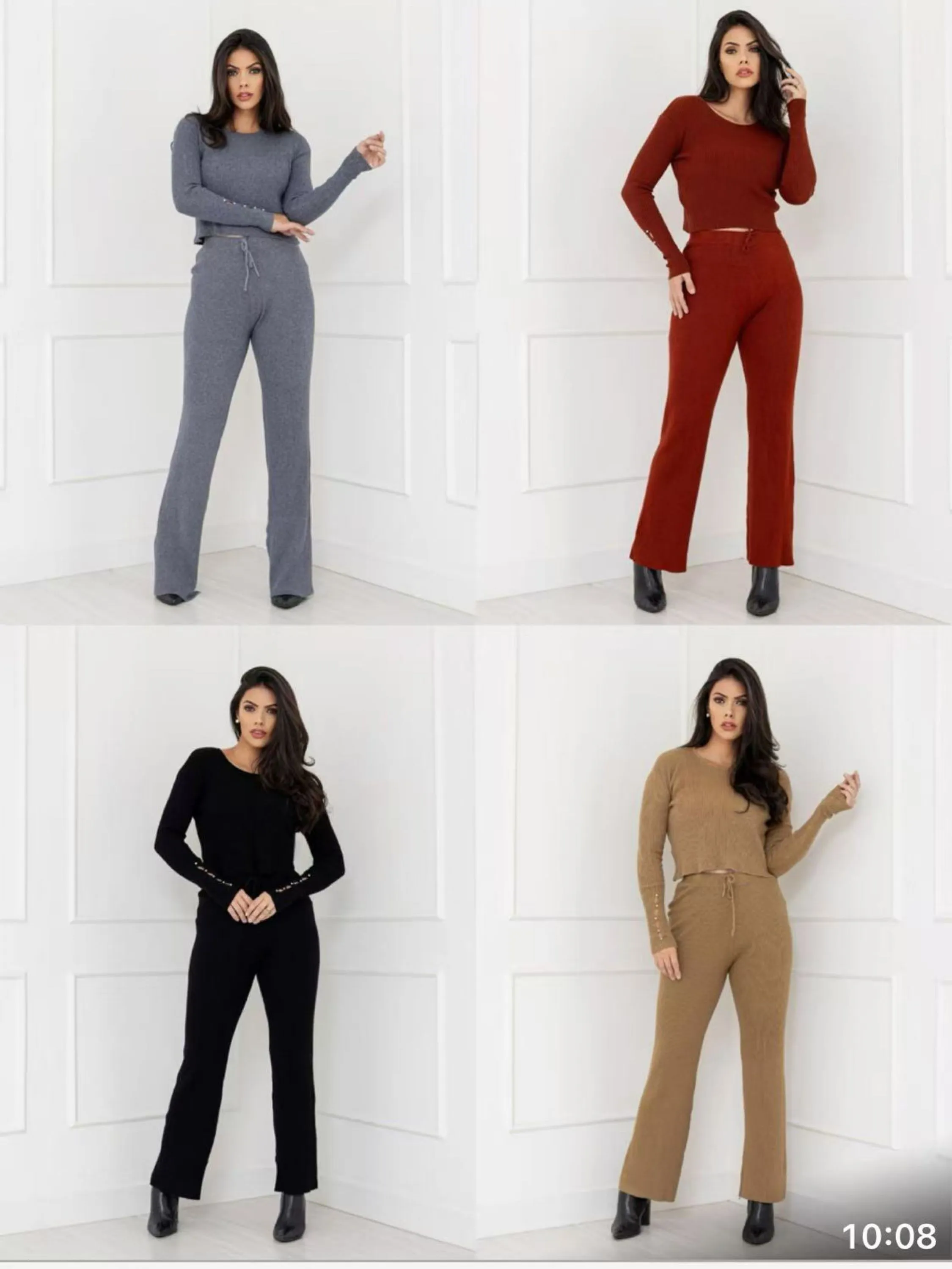 Conjunto de modal blusa com calça pantalona importado