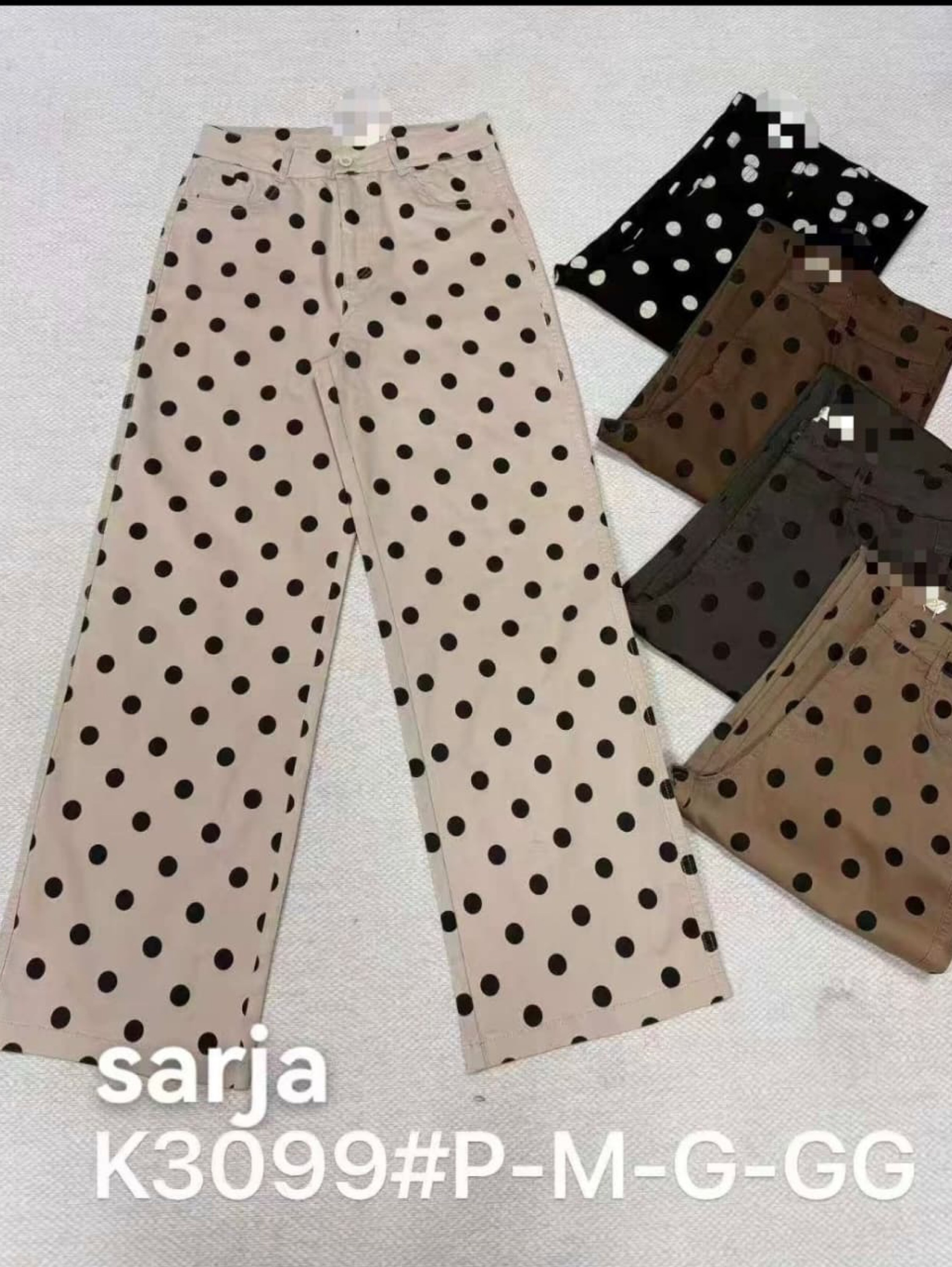 calca sarja de bolinha com cinto importado