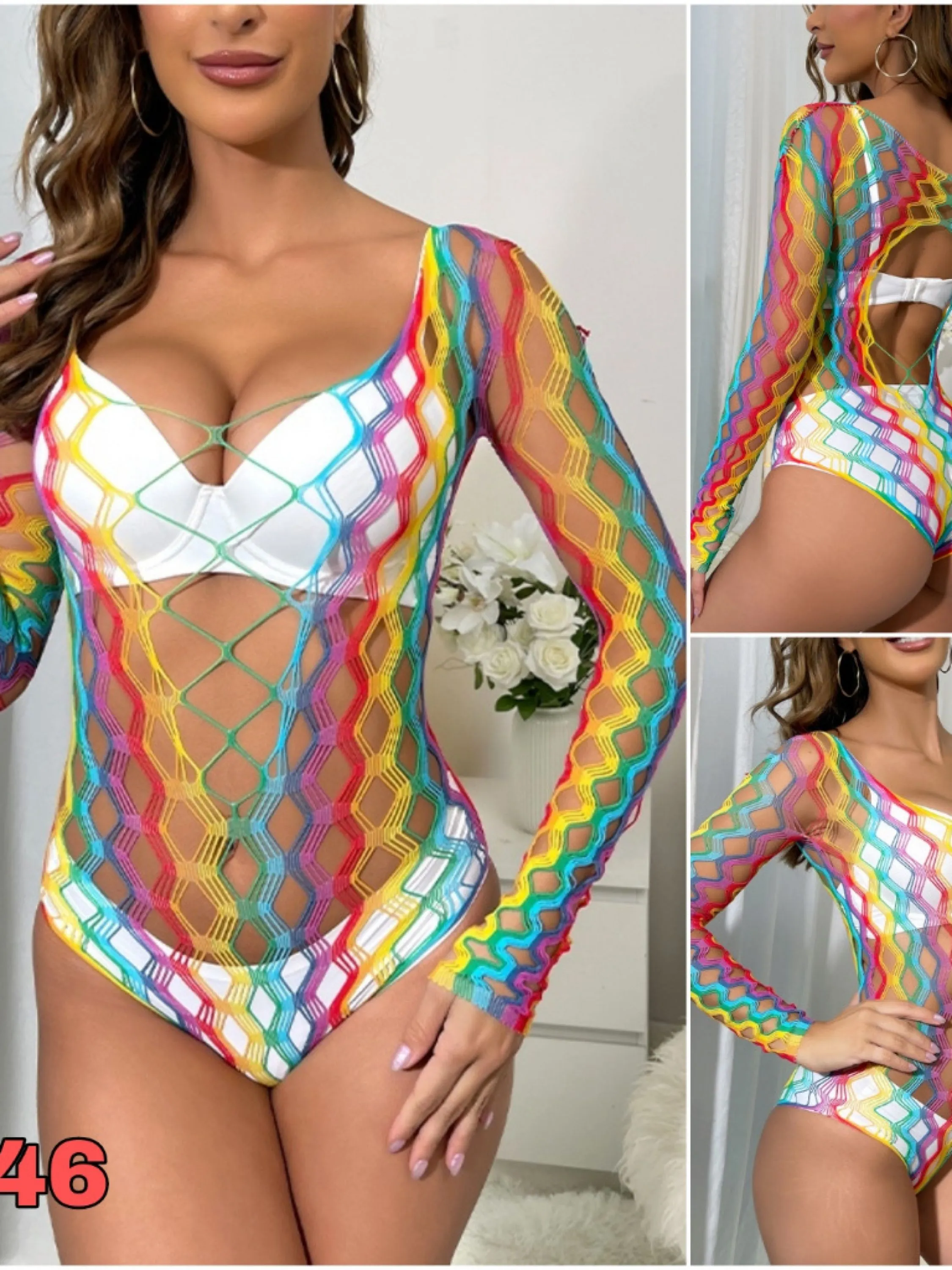 Vestido Arrastão Lingerie multicor /Saída de Praia