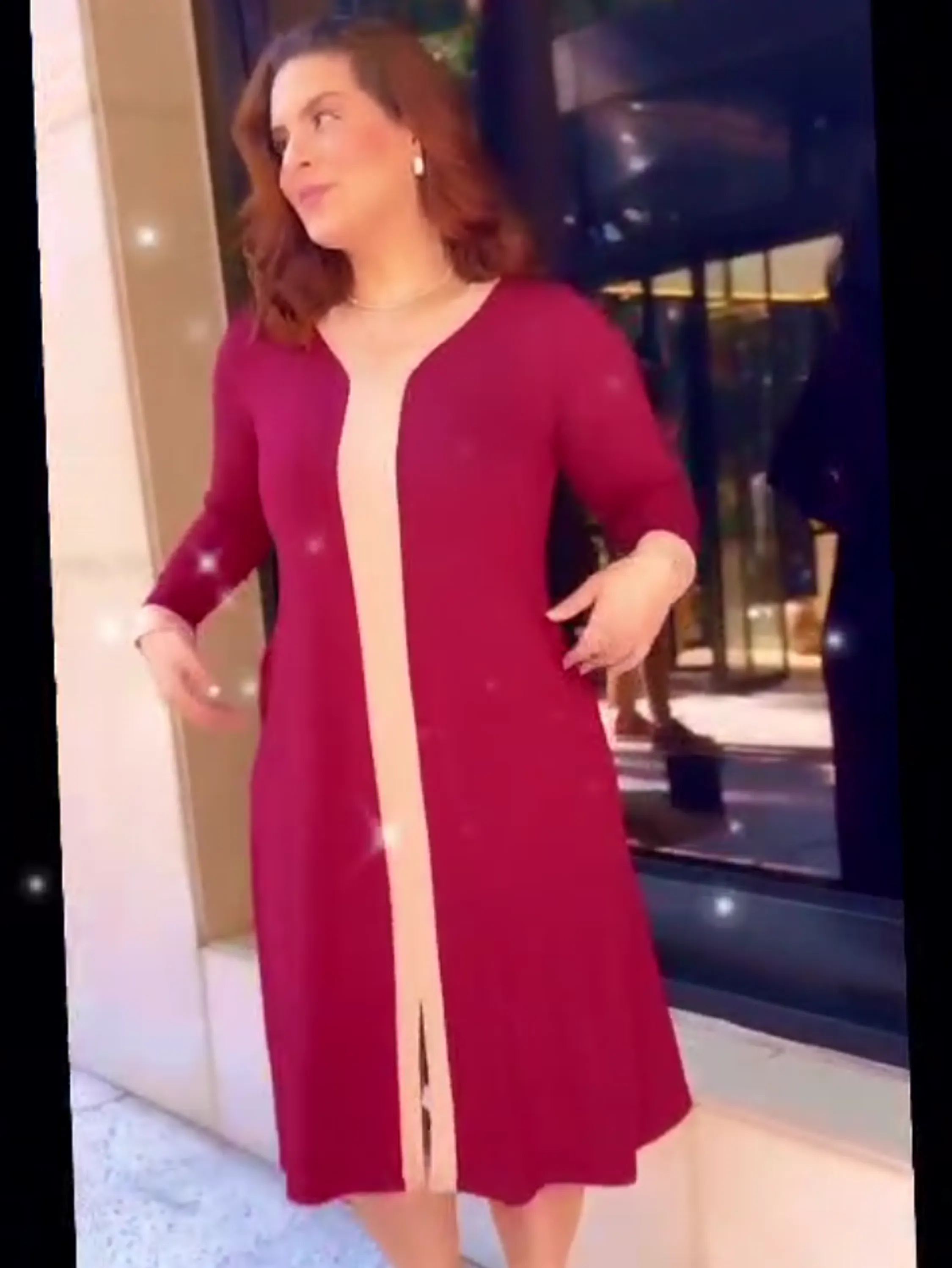 Vestido Midi Plus Size Manga Longa em Viscolycra