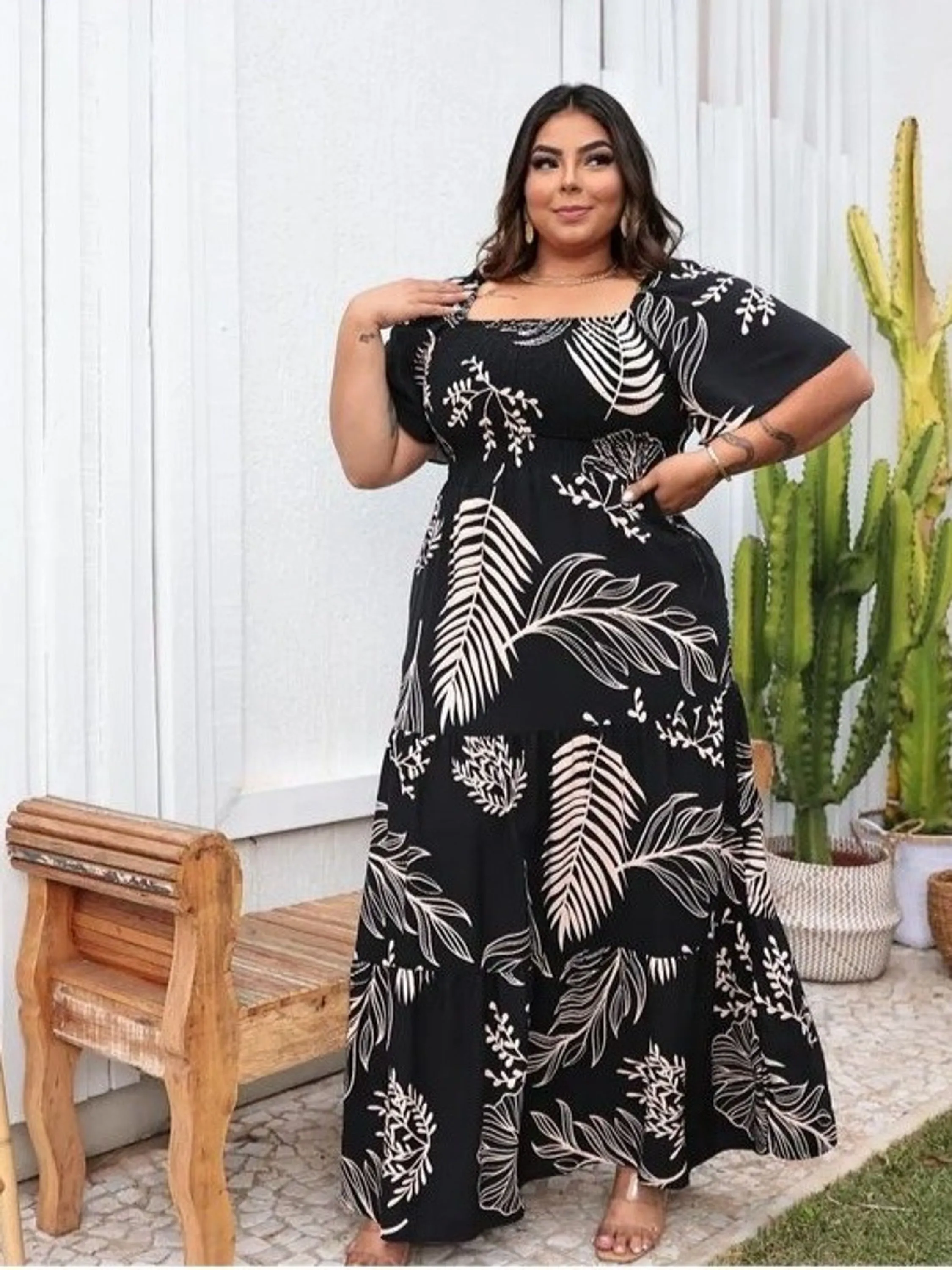 Vestido Longo PLUS SIZE em Tecido Duna Ref. 5250