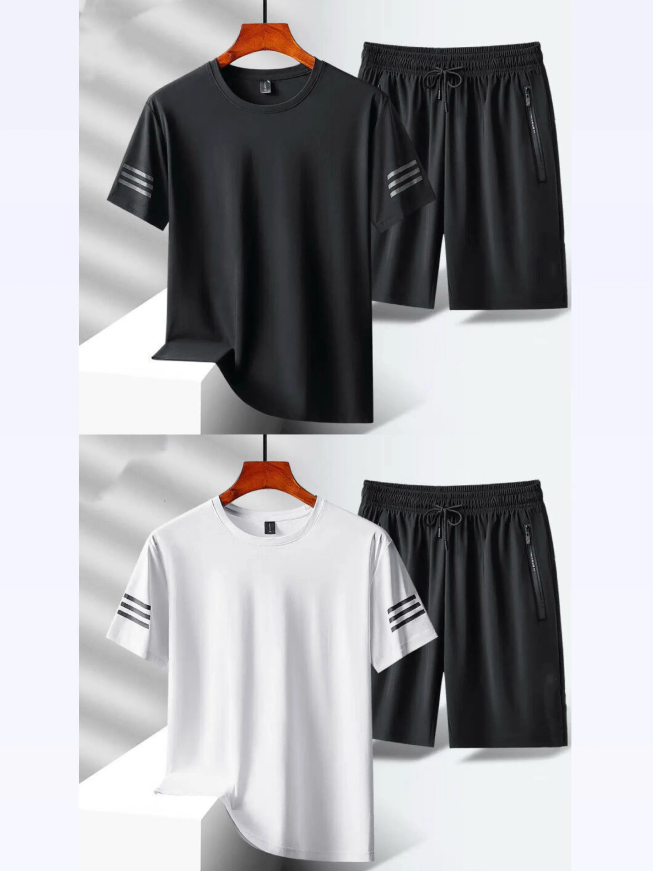 Camiseta Esportiva Casual de Verão Shorts