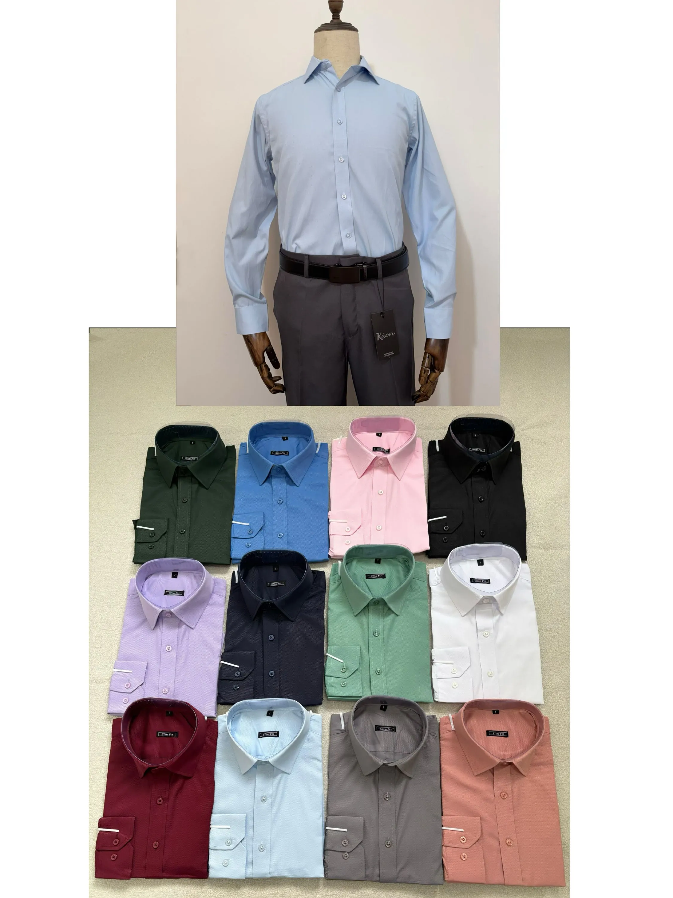 Camisa Social Masculina Manga Longa Slim Fit，