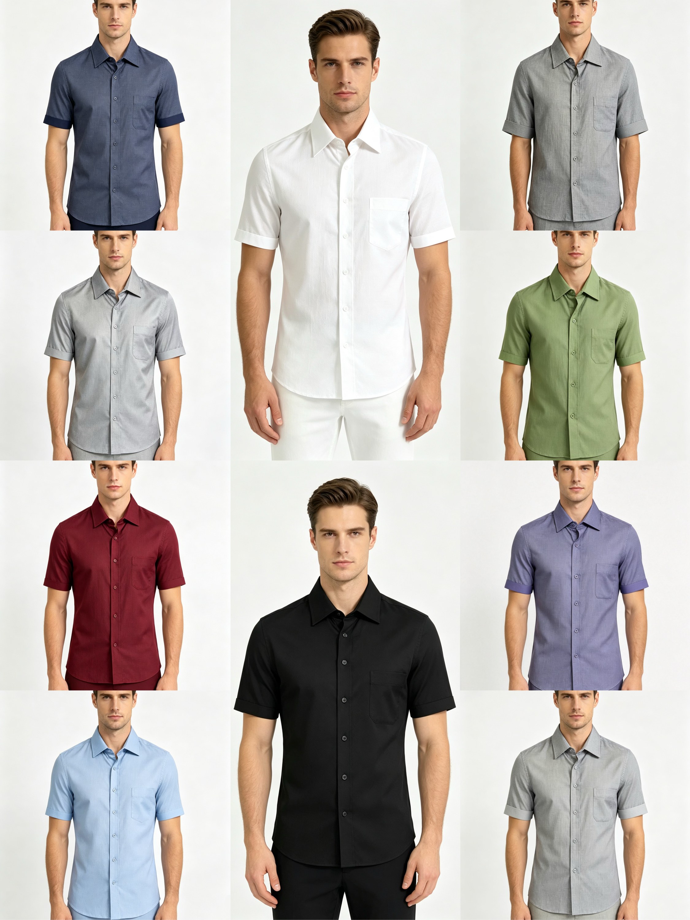 Camisa Social Masculina Manga curta Slim Fit