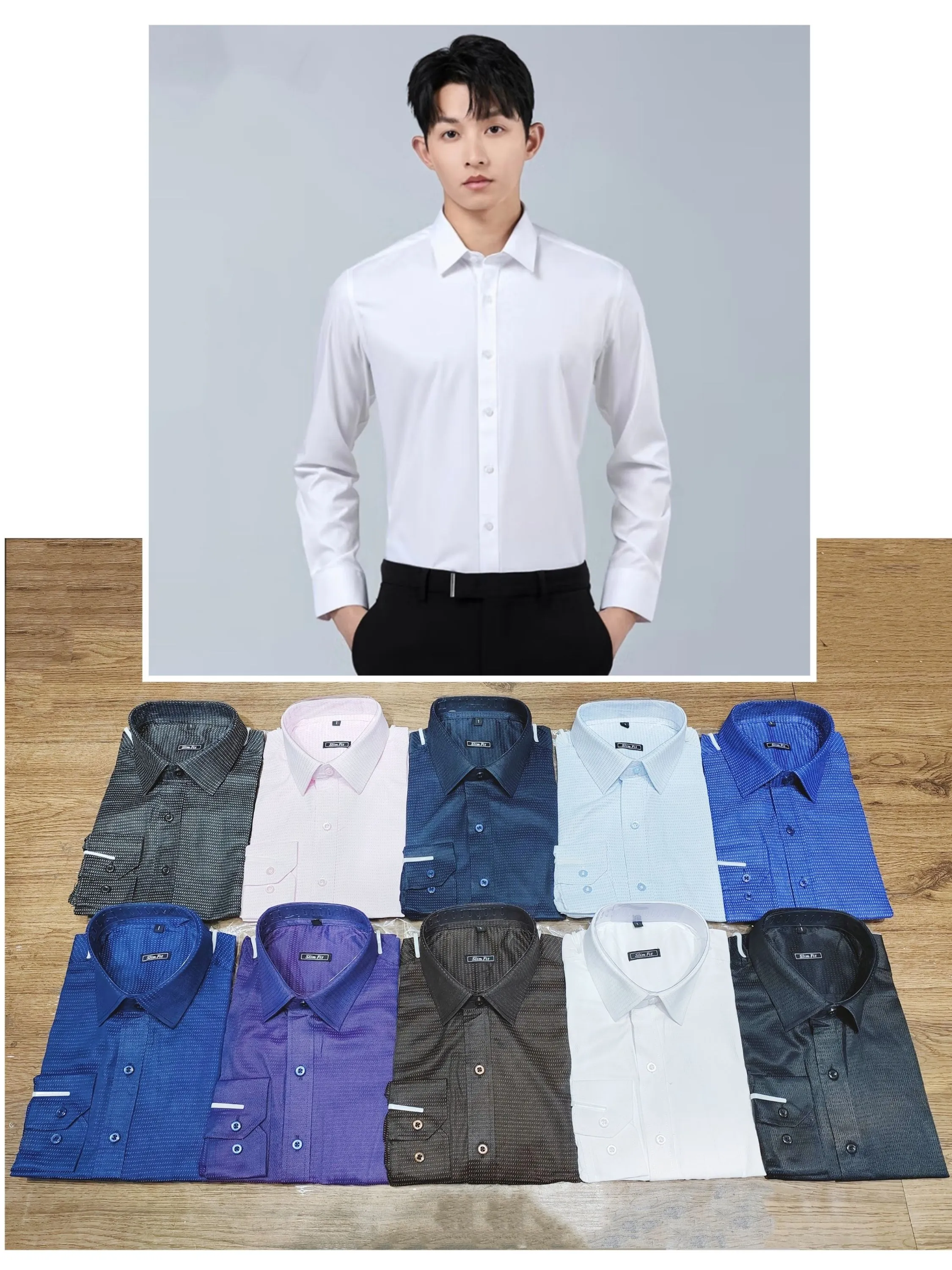 Camisa Social Masculina Manga Longa Slim Fit