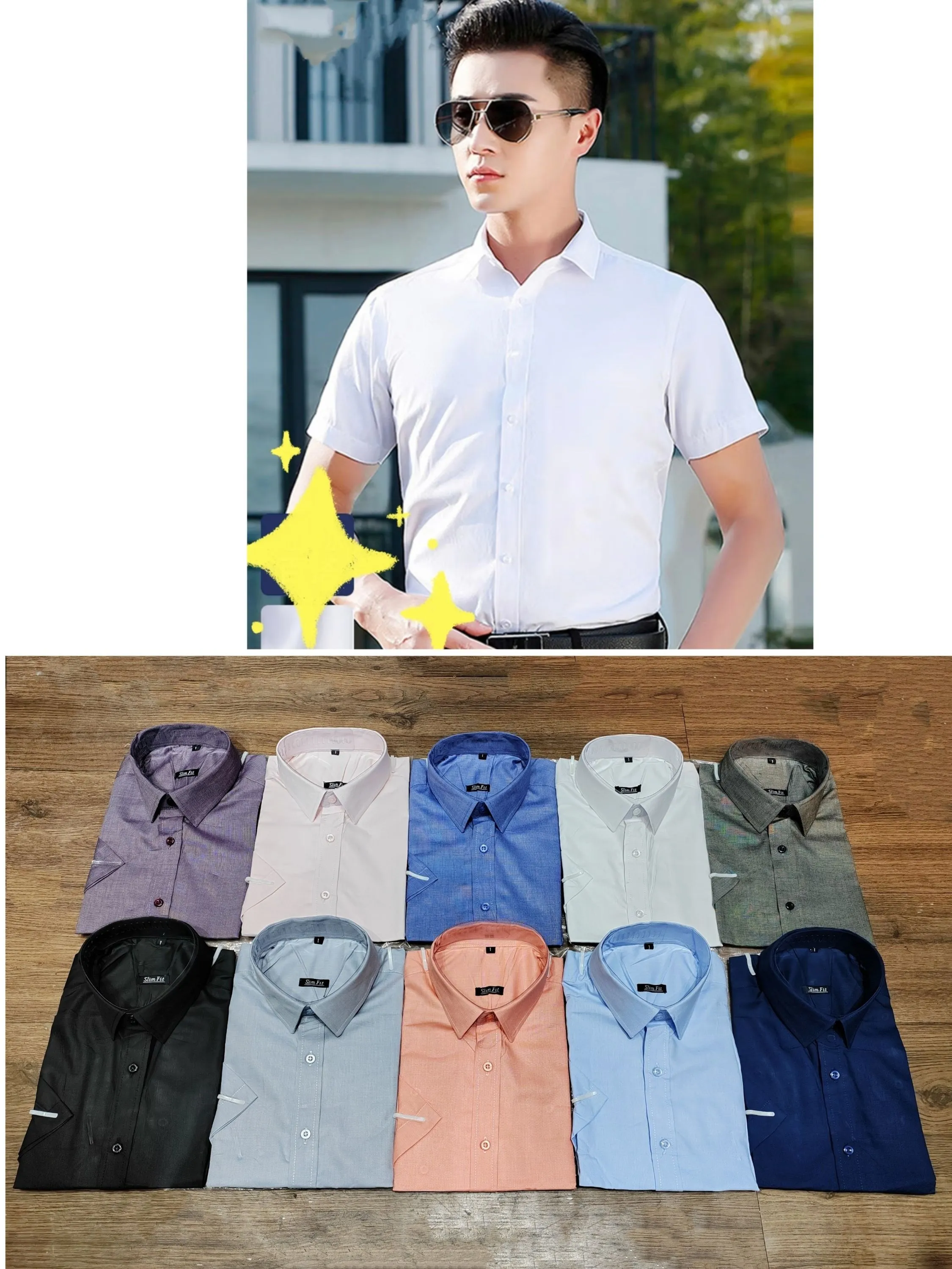 Camisa Social Masculina Manga curtas Slim Fit Sem  Bolso Casual Ideal Para Trabalho, Casamento, Festas.