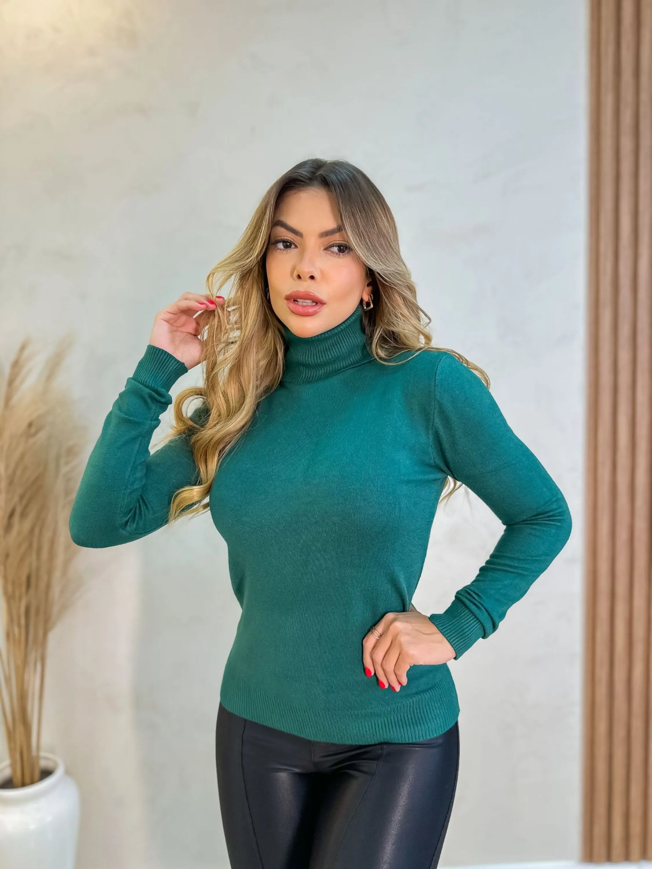 DREAM ESTILO Blusa Feminina Modal Gola alta (A062)