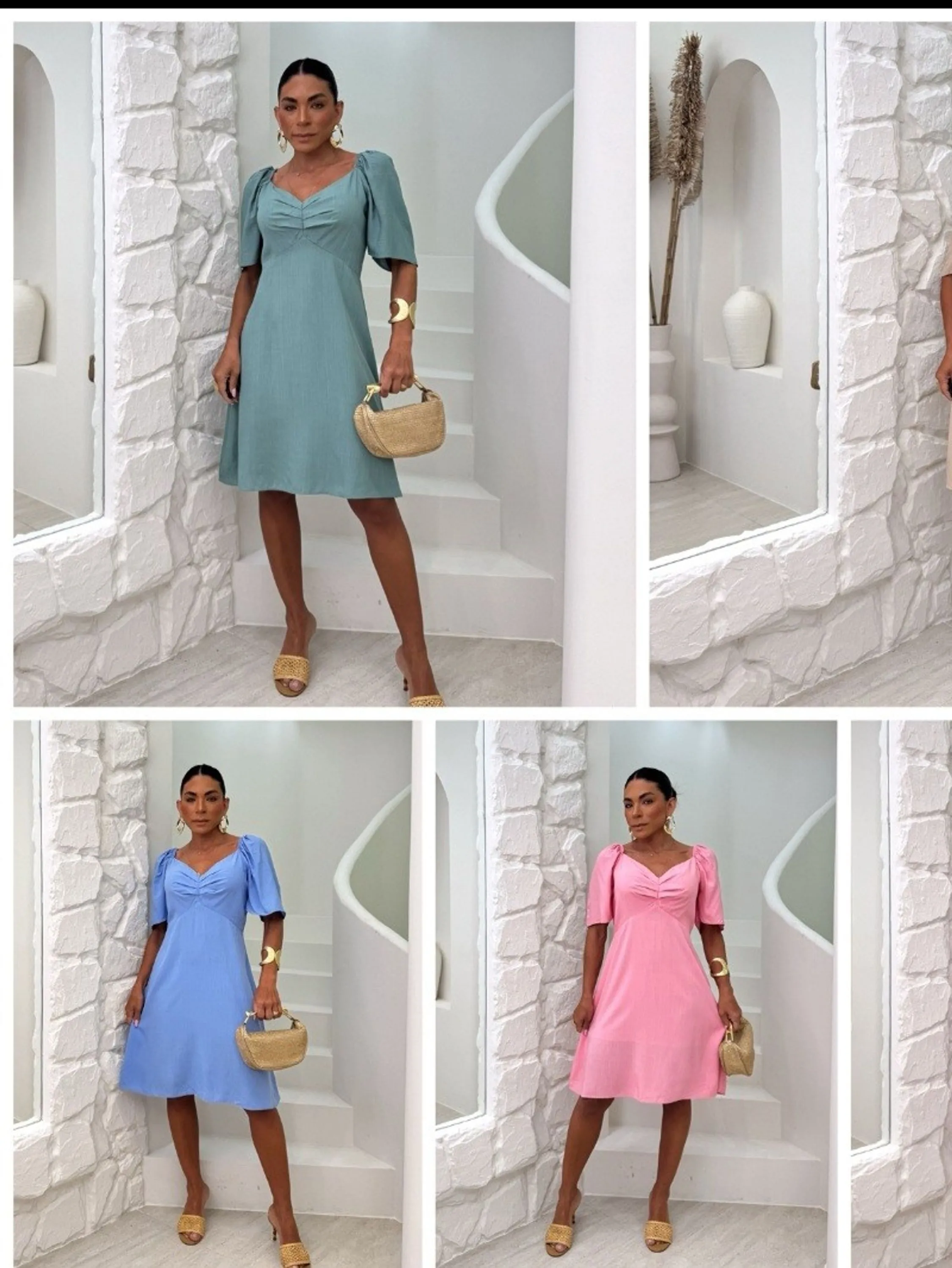 Vestido Feminino Manga Curta Flare P ao G
