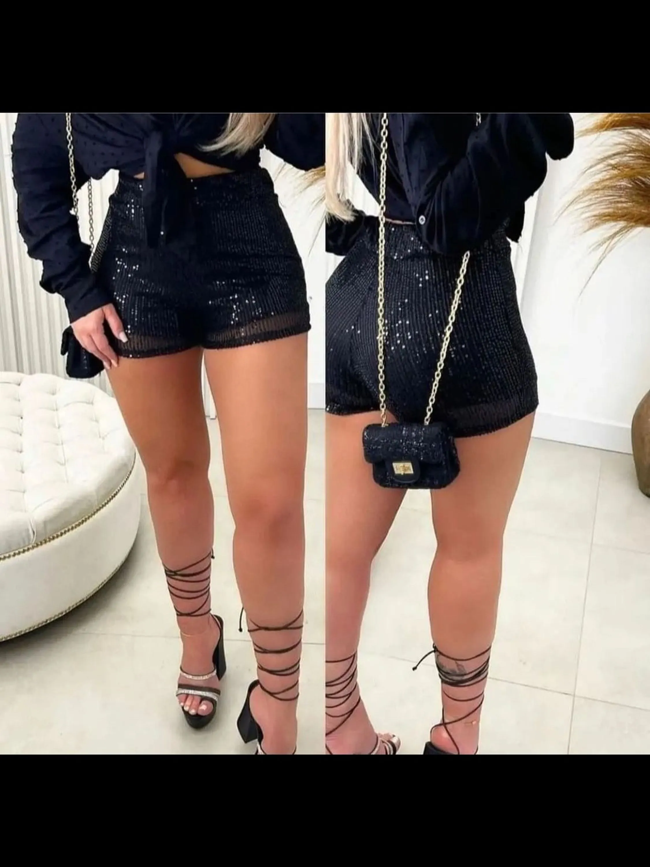 Short Feminino Paetê  Brilho