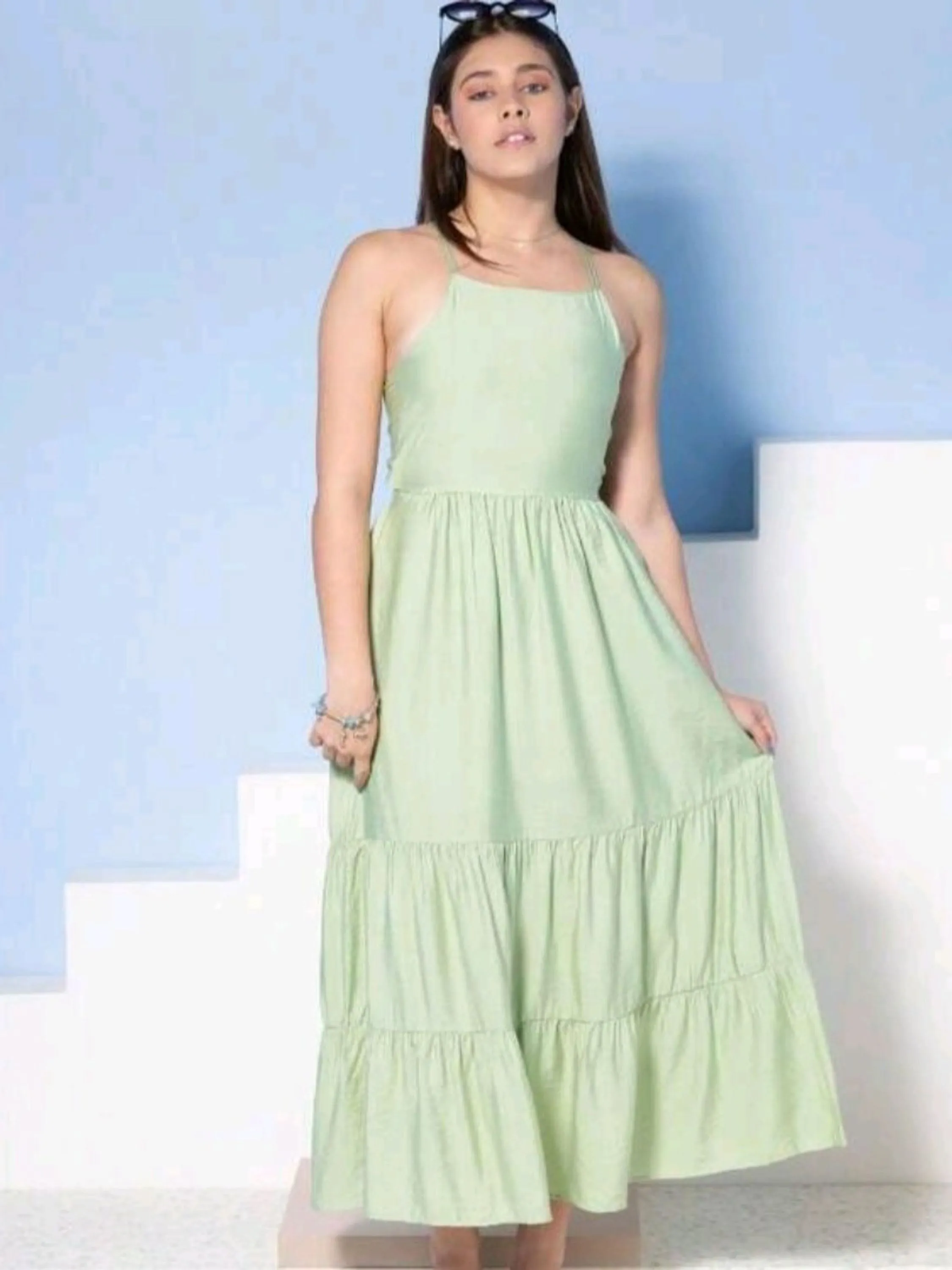 Vestido Longo Juvenil trançado nas costas 12 ao 16