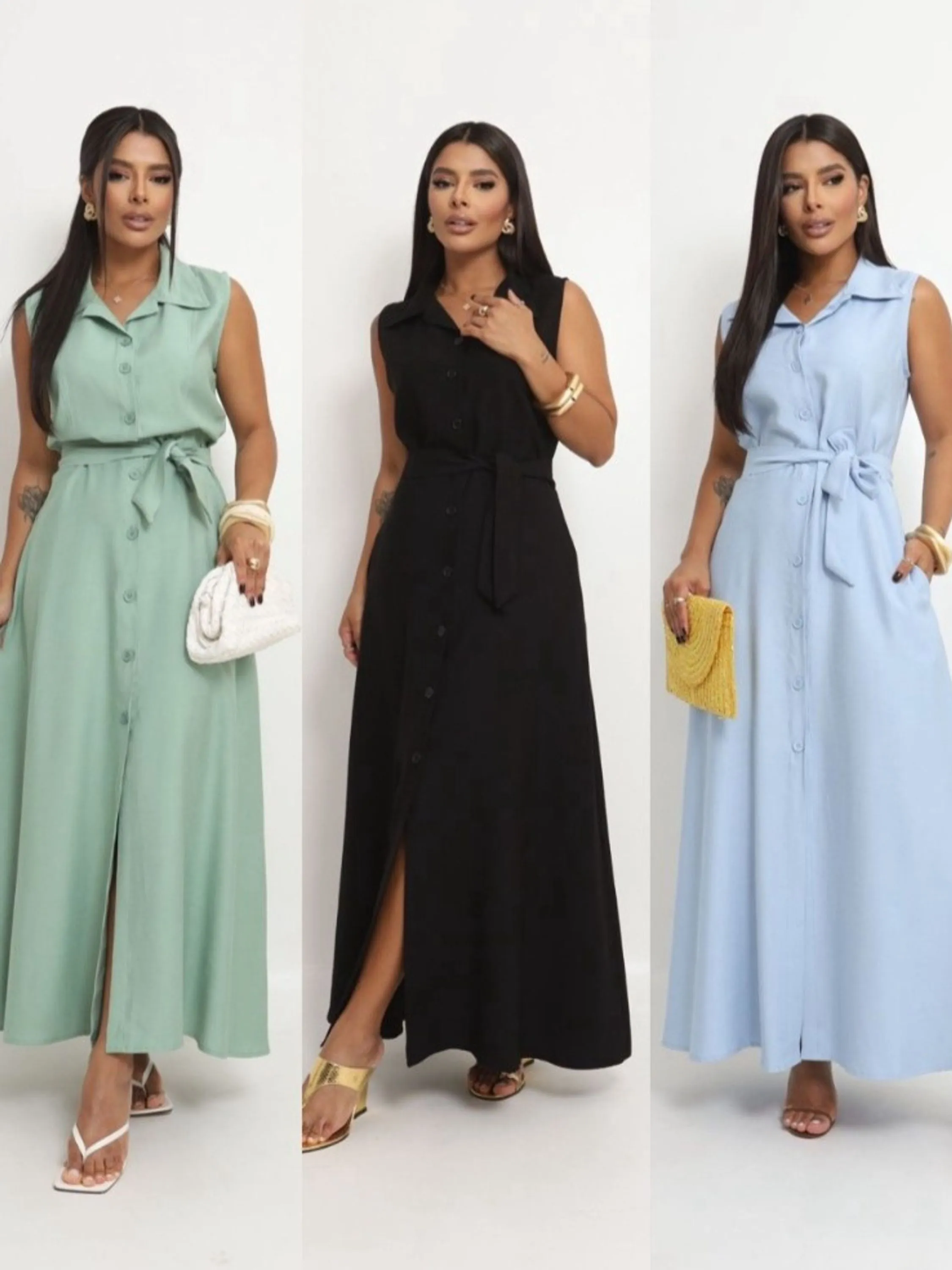 Vestido Longo Chemise Golinha M e G