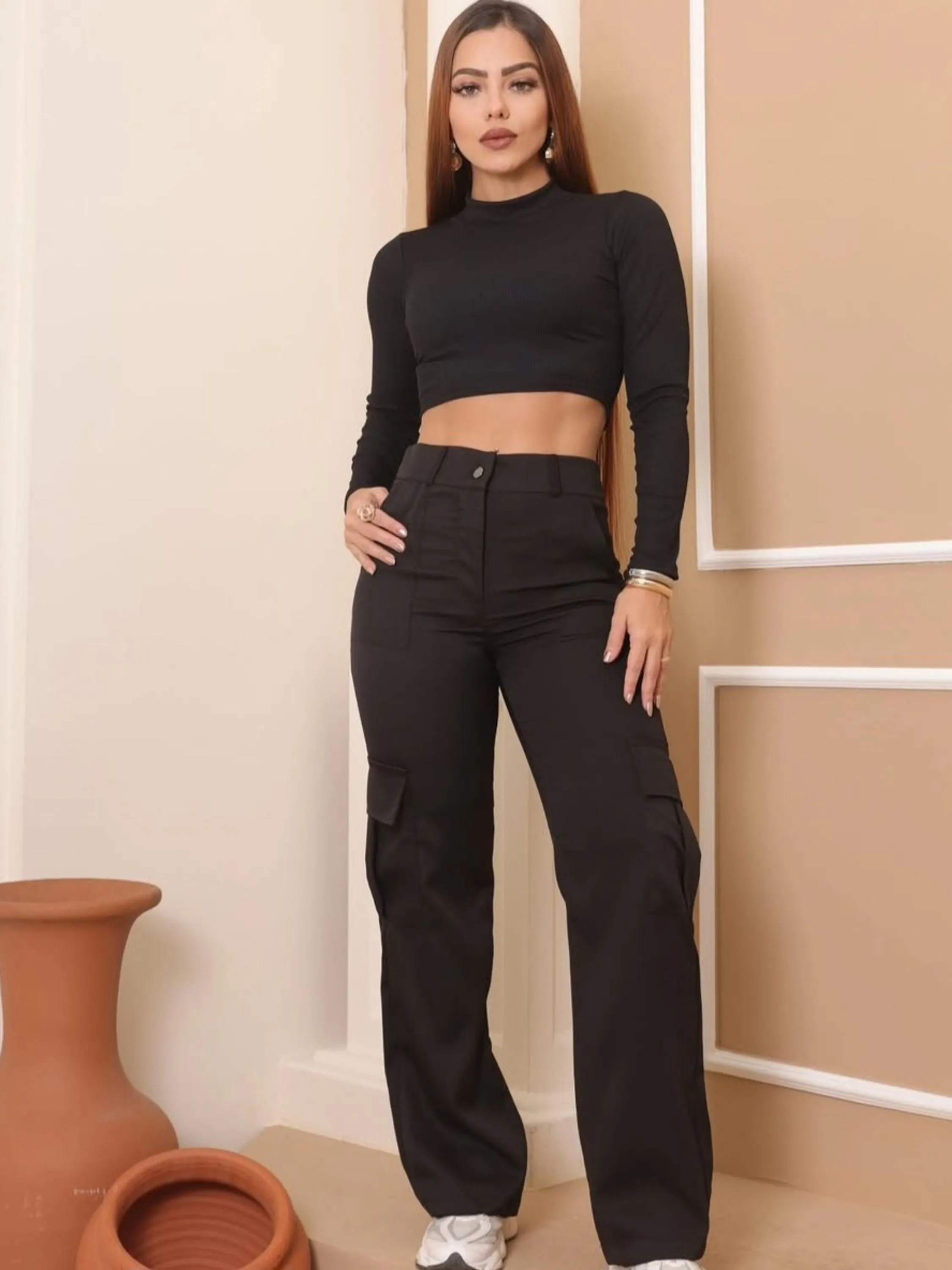 Calça Pantalona Cargo alfaiataria P ao GG