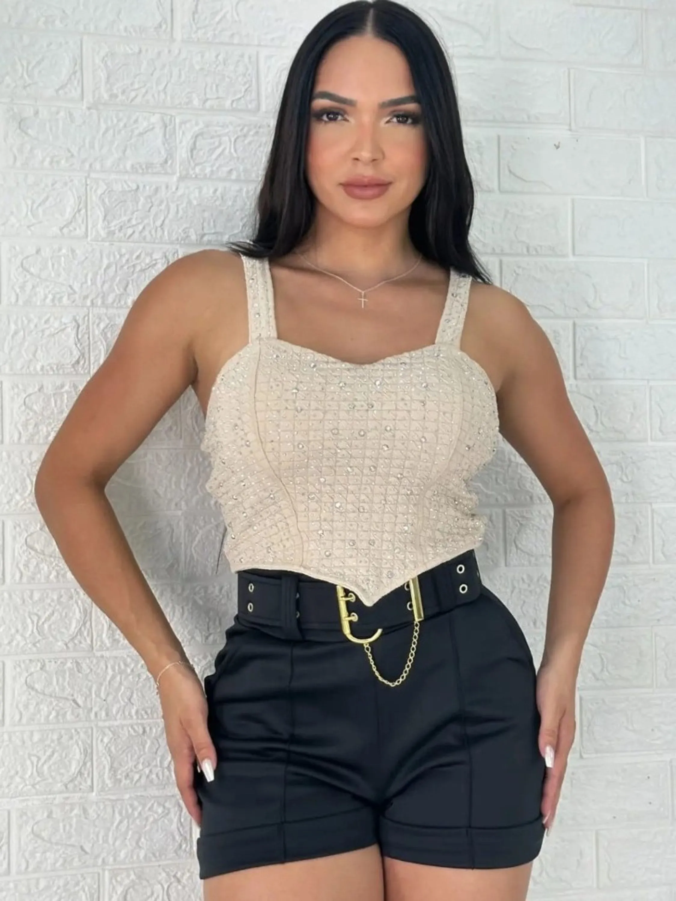 Short Feminino com Cinto P e M
