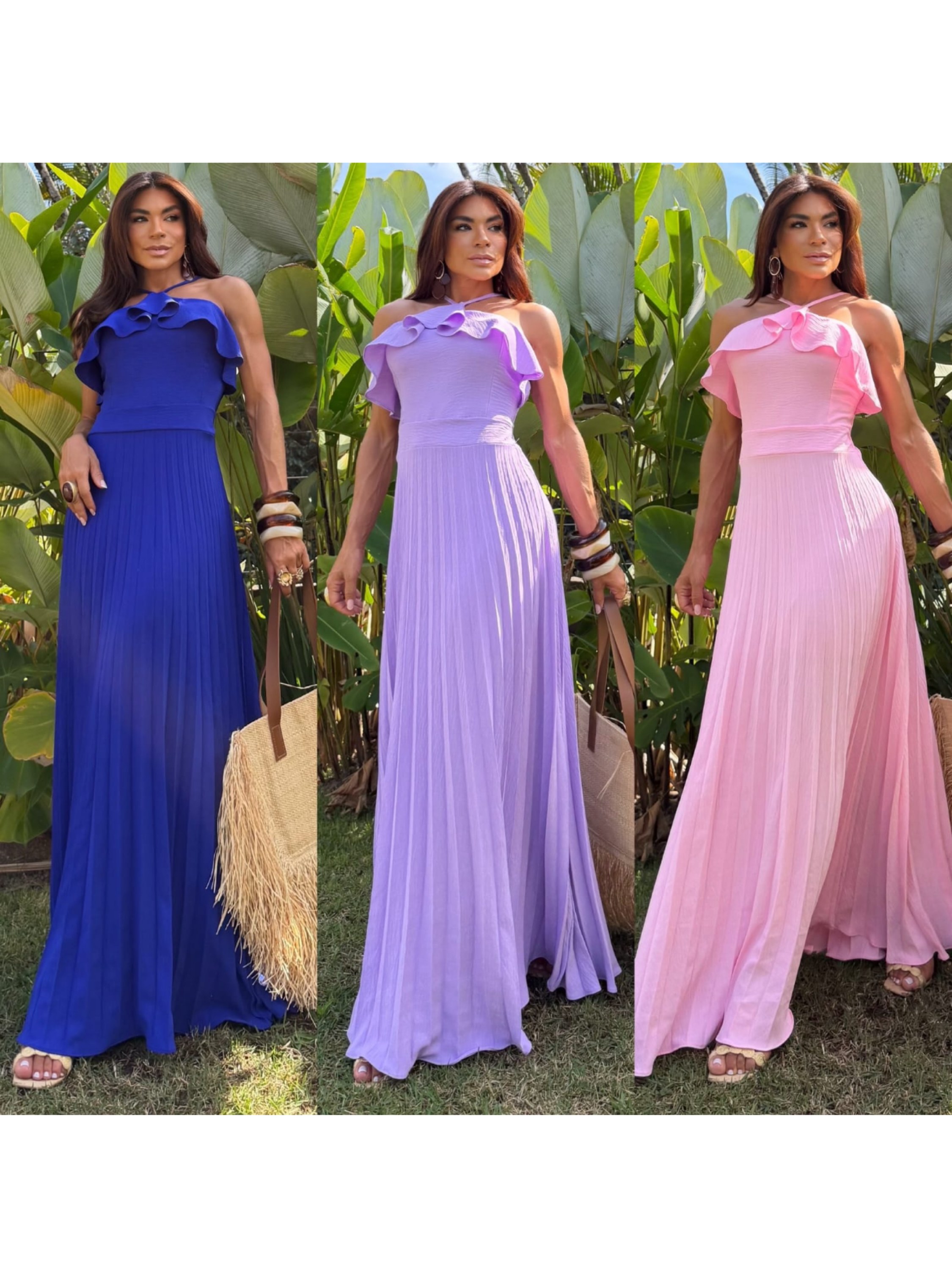 NOVIDADES VISTIDO LONGO  PLISADO  VALERIA
