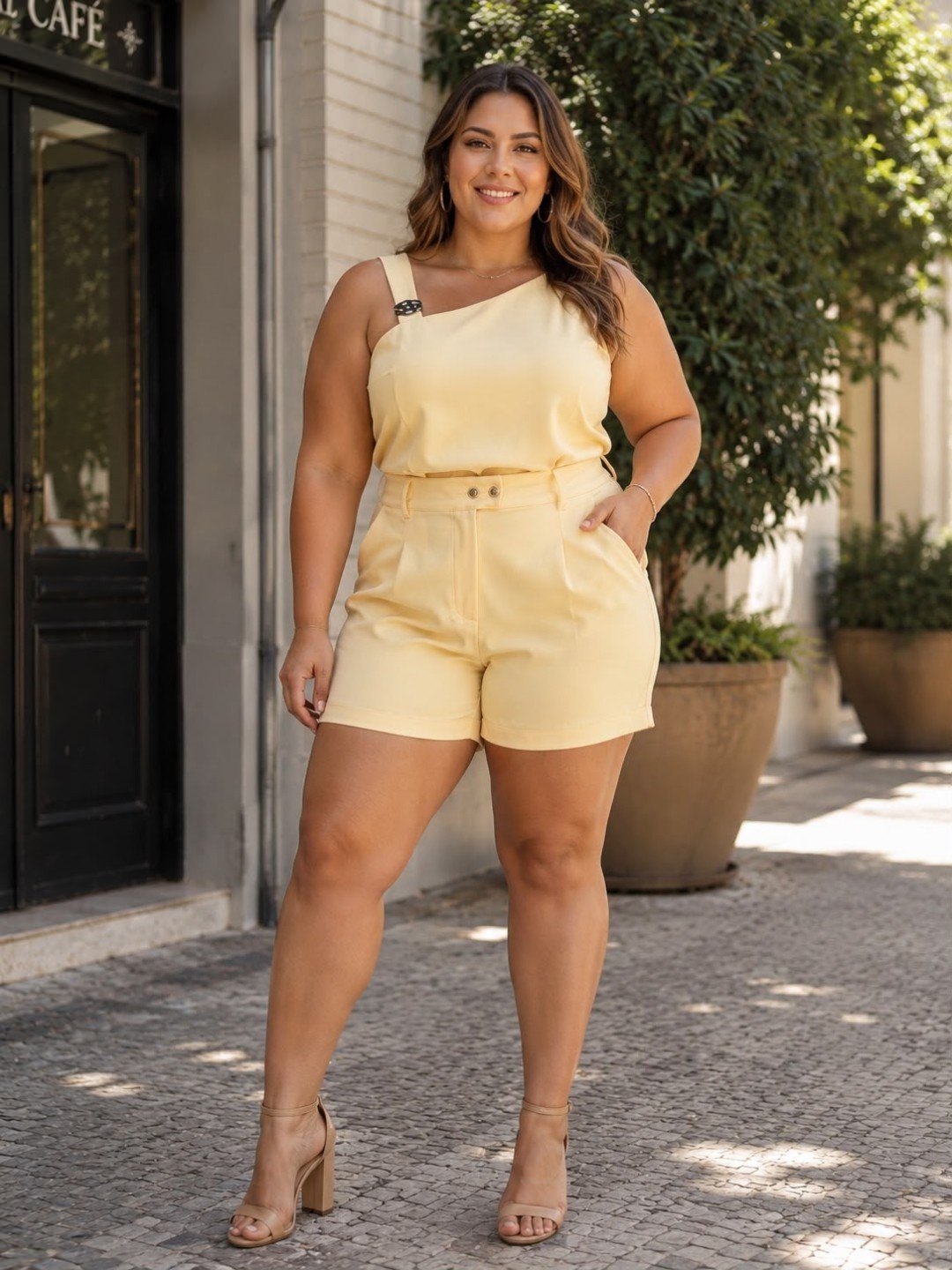 Novidade Conjunto Elegante Frida Pluz size ( Marrante)