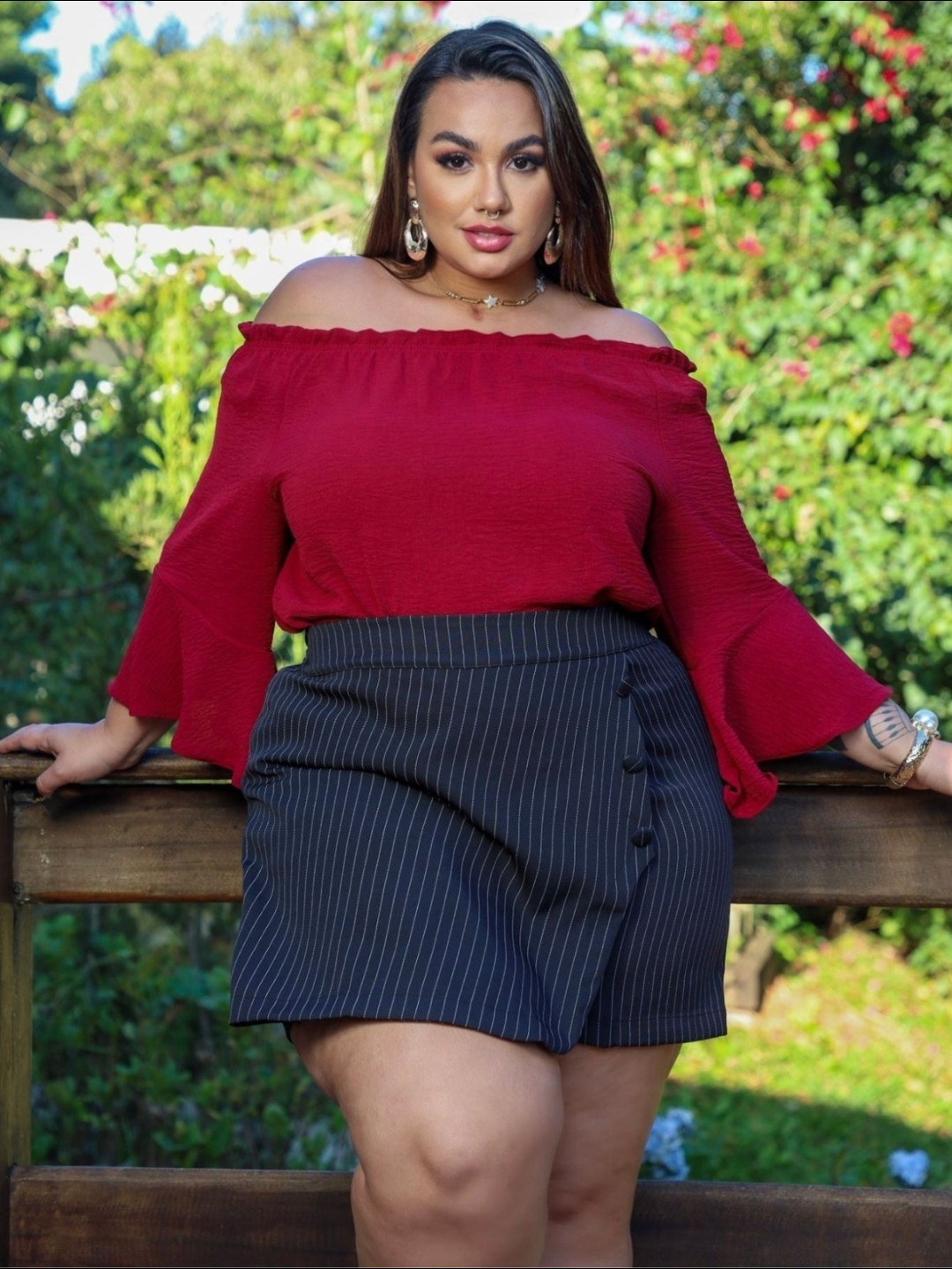 PROMOÇÃO 🔥 Short saia Estella - risca de Giz