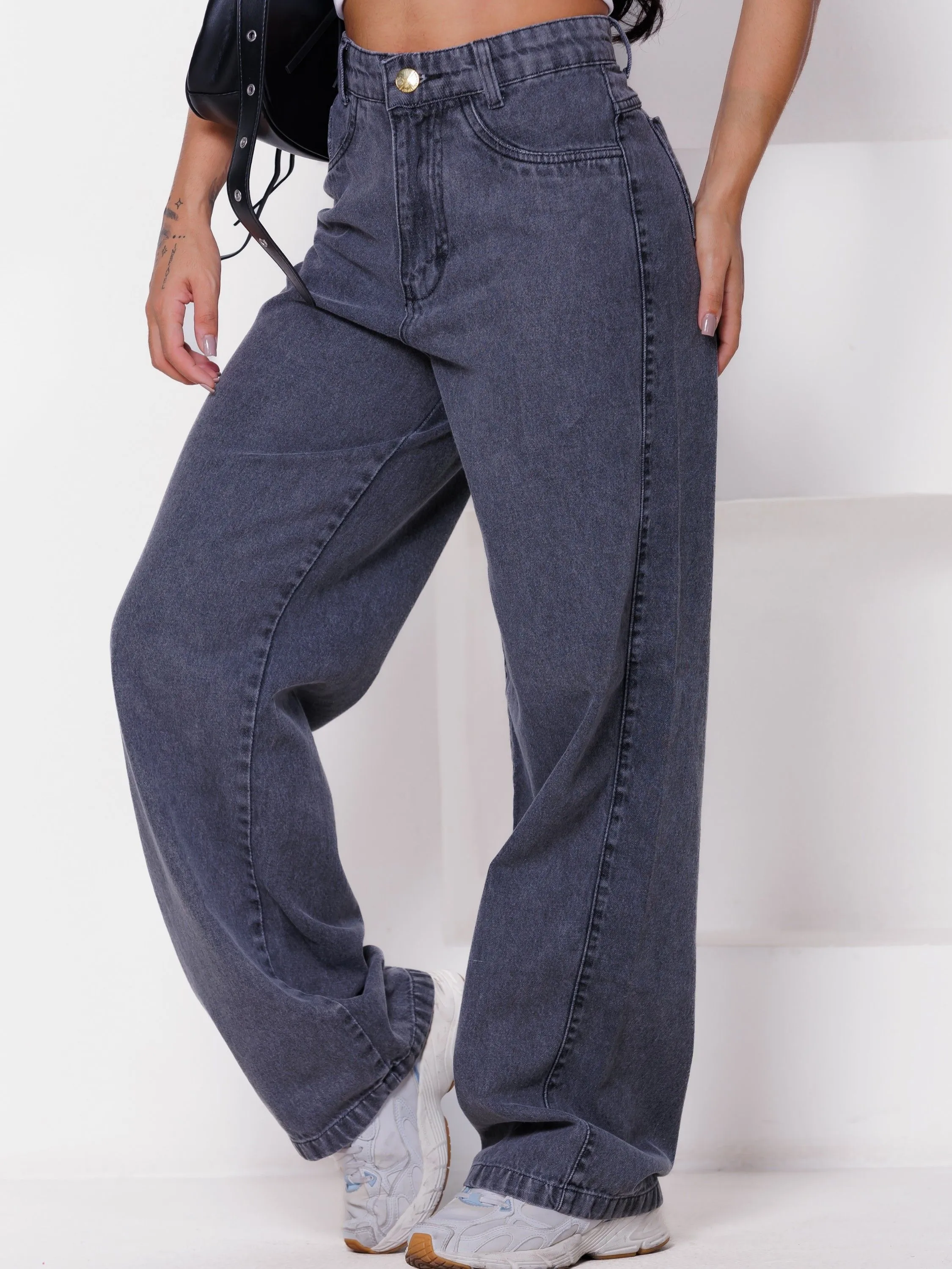 Calça jeans Wide leg Grafite