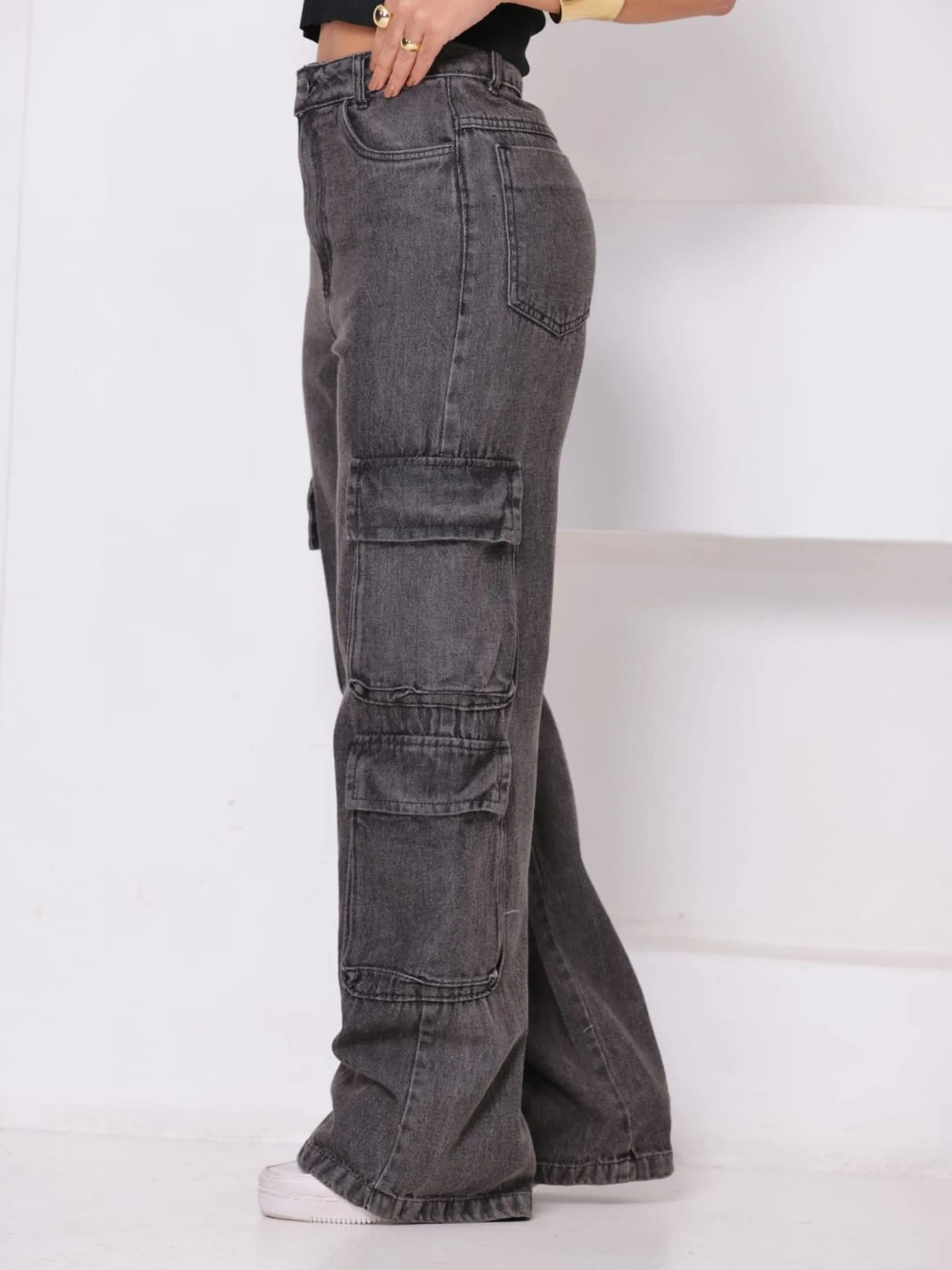 Cargo 4 bolso grafite modelo wide leg /bolso sonfonado