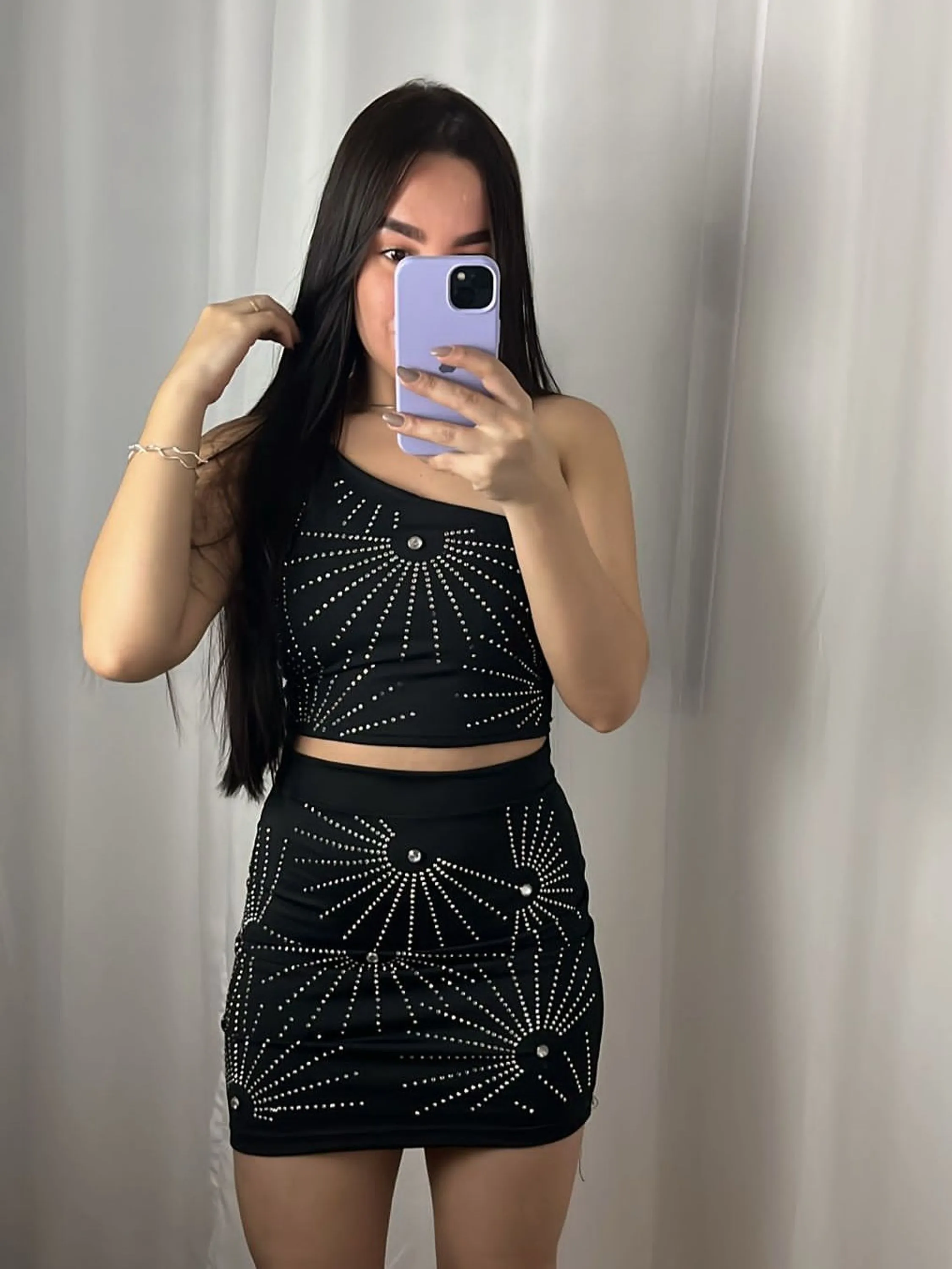 Conjunto Feminino Com Brilho Strass Perolado No Suplex
