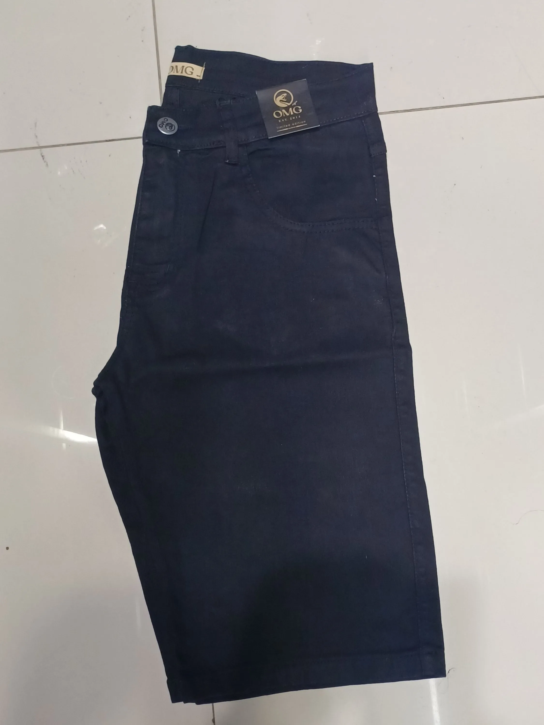 Bermuda jeans preta masculina