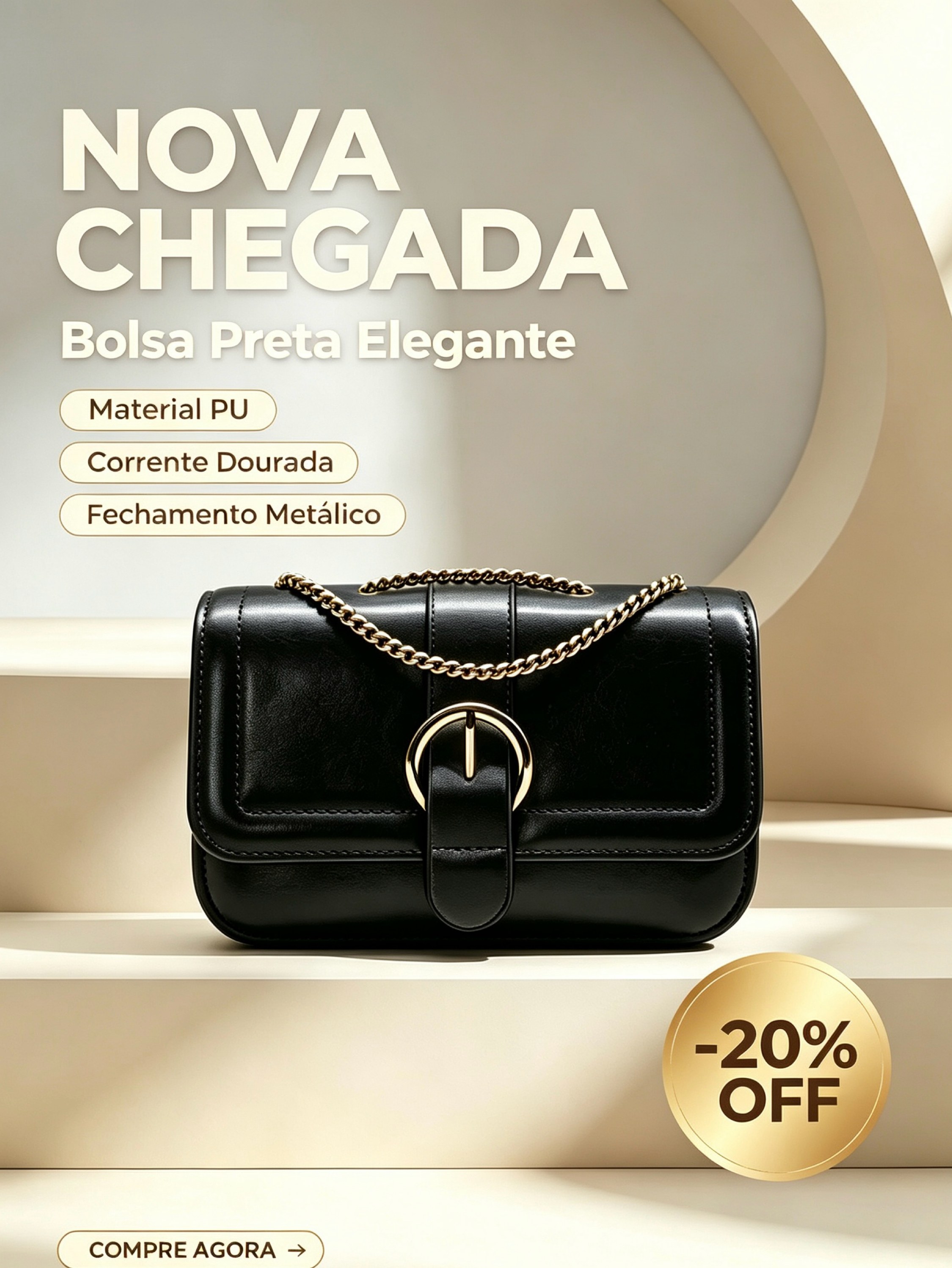 Bolsa Estuturada com alça de corrente AL-81009