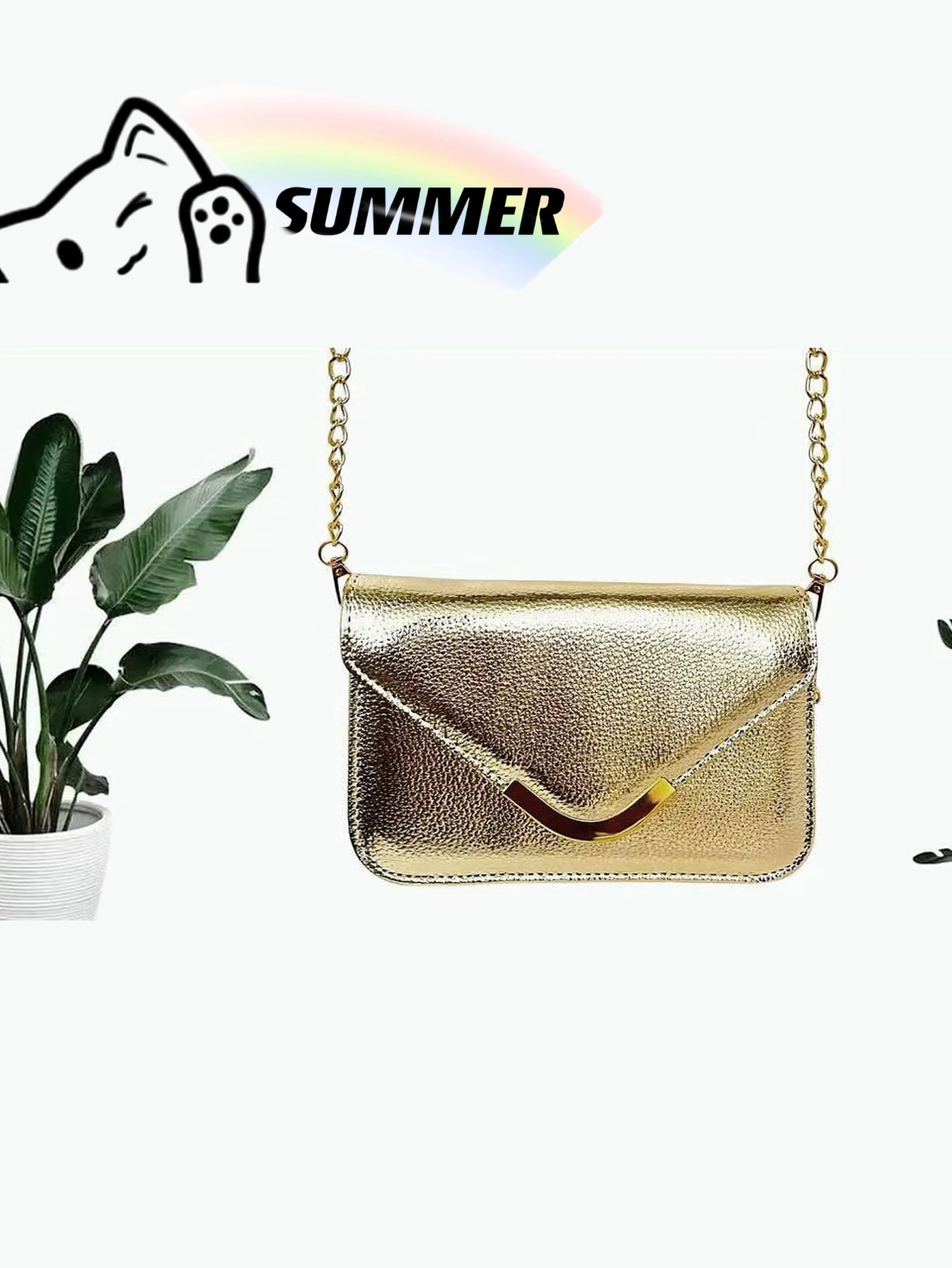 Bolsa envelope com alça de corrente cabe celular AL-1293