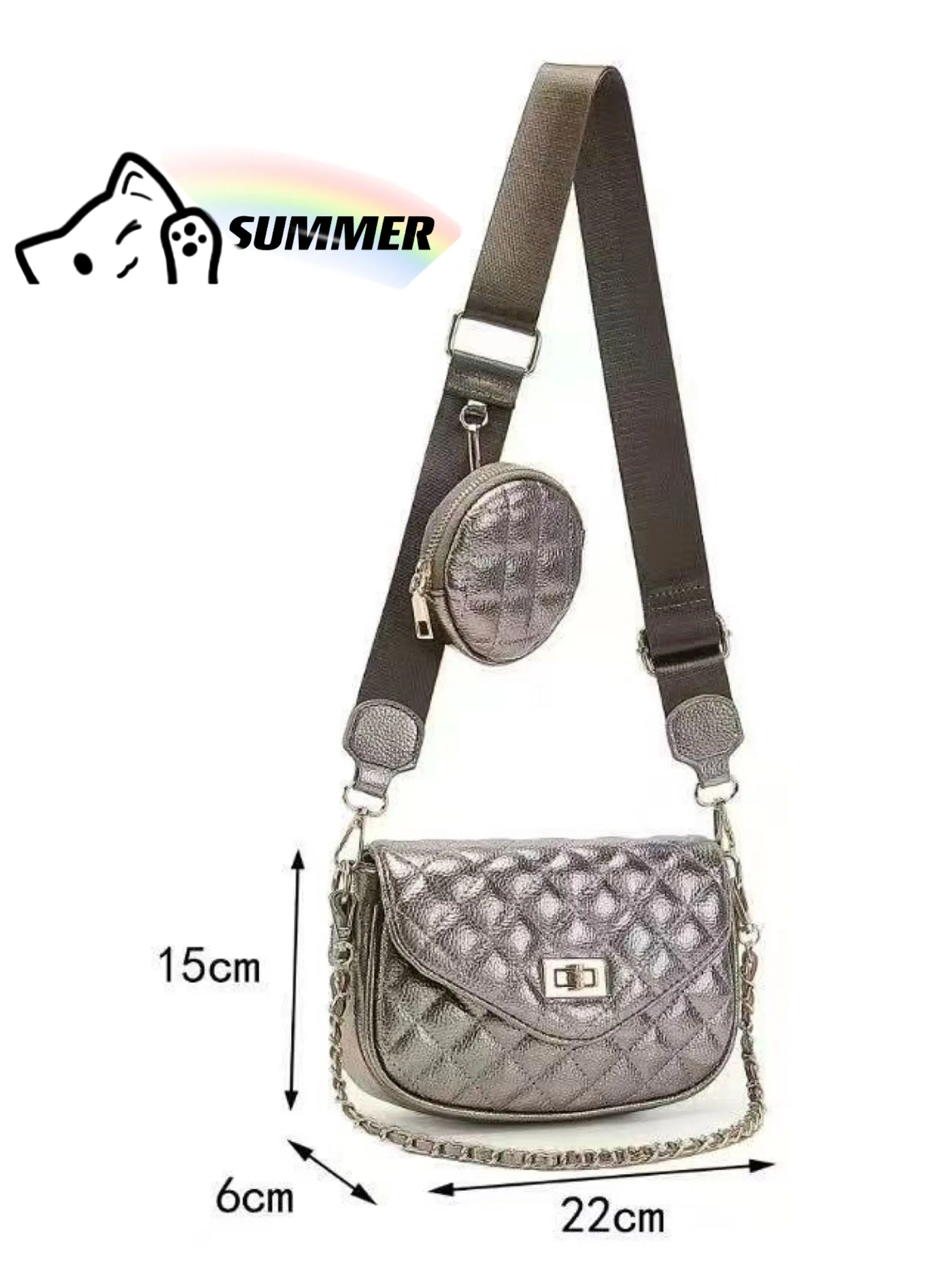 Bolsa metalizada com bolainah de moeda bem chic AL-700