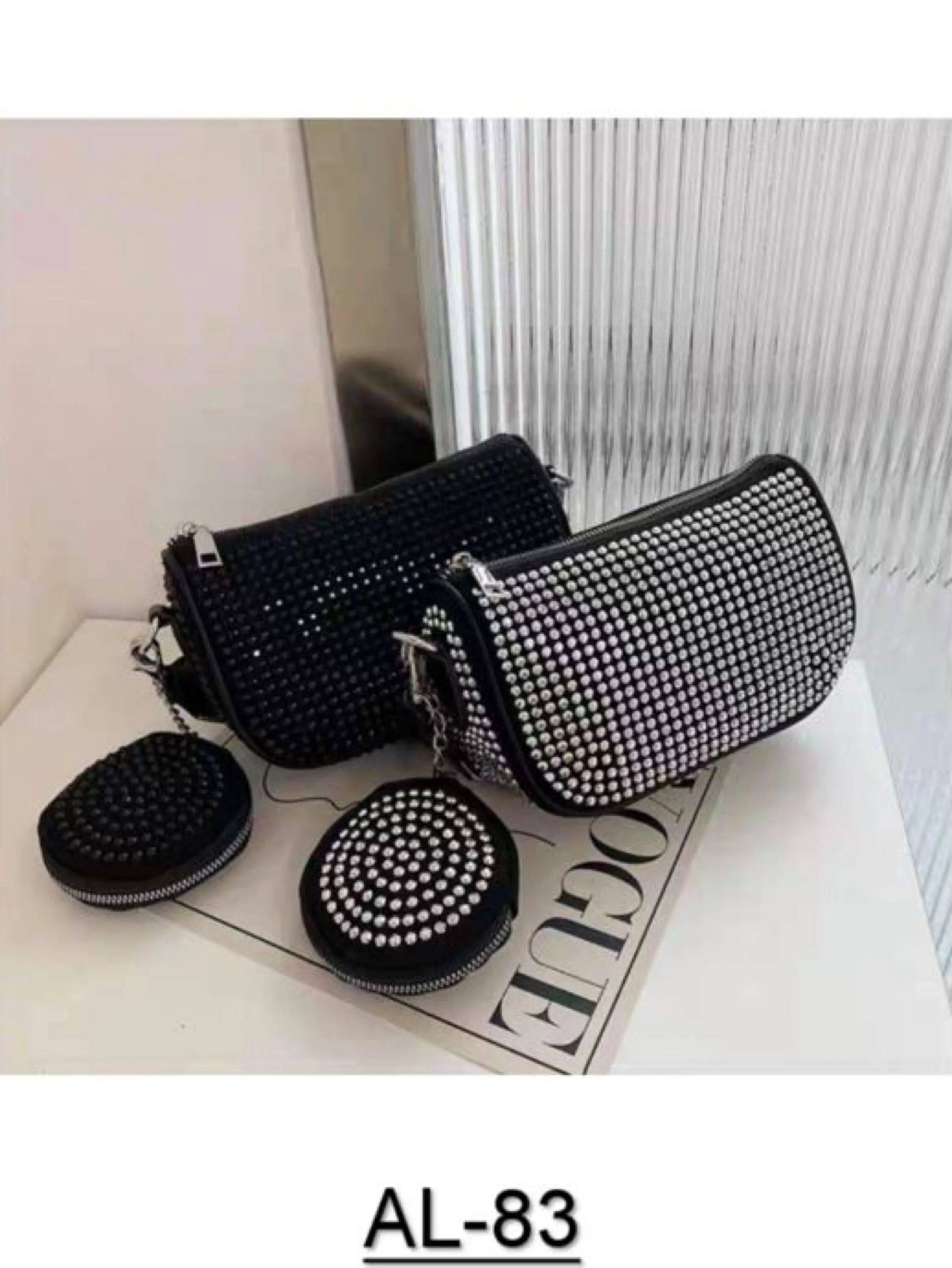 Bolsa pra festa com strass e bolsinha de moeda AL-83